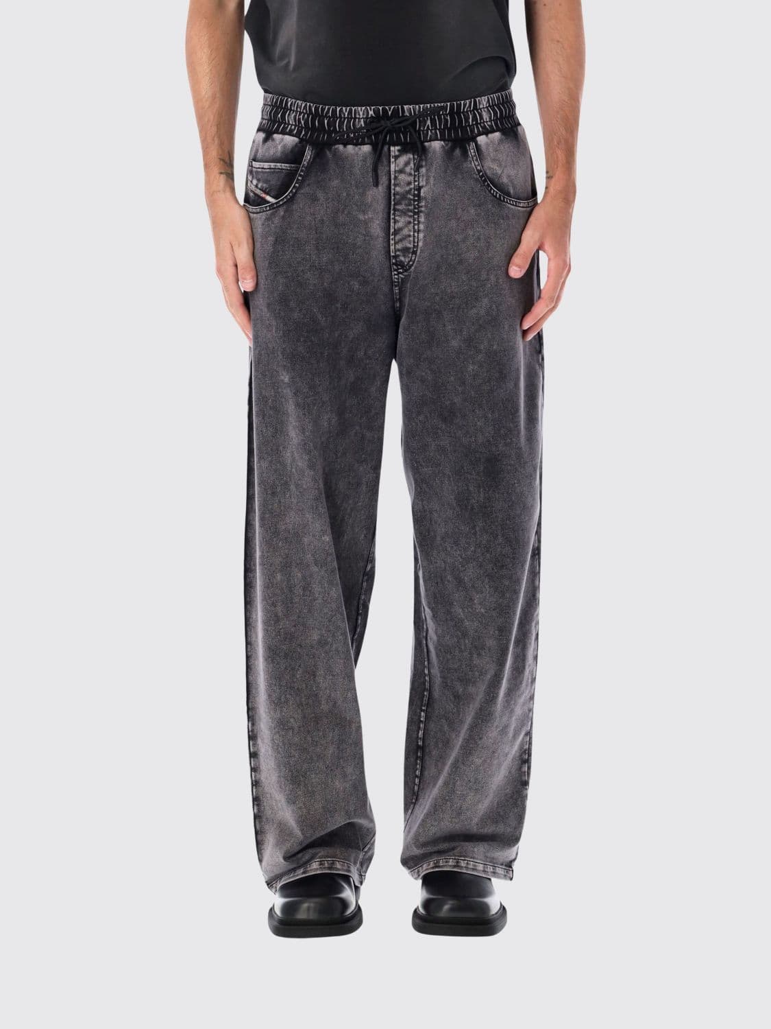 Diesel Straight Fit Cotton Sport Trousers with Drawstring Waist