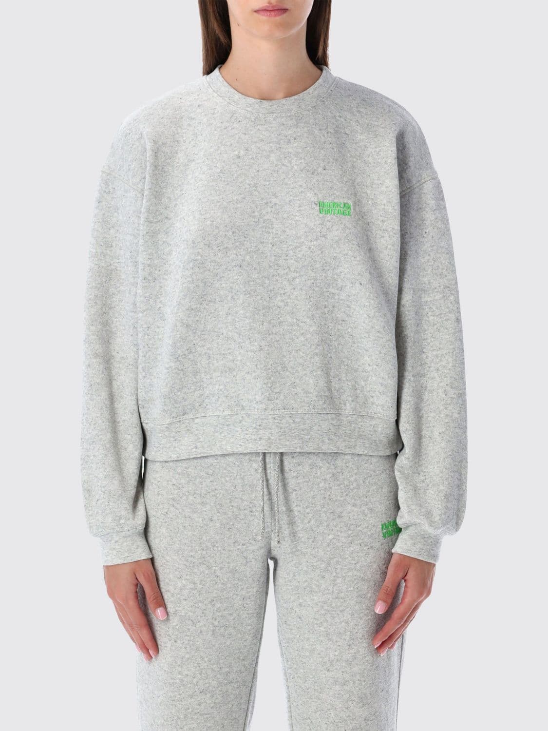 American Vintage Viscose-Blend Crewneck Sweatshirt with Dropped Shoulders