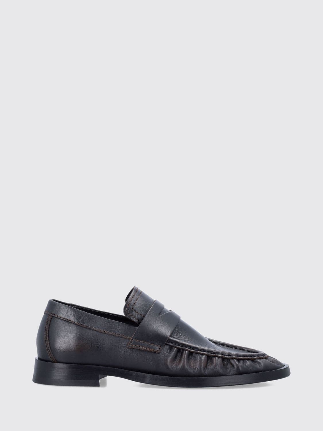 Miista Smooth Cowhide Penny Loafers with Rubber Sole