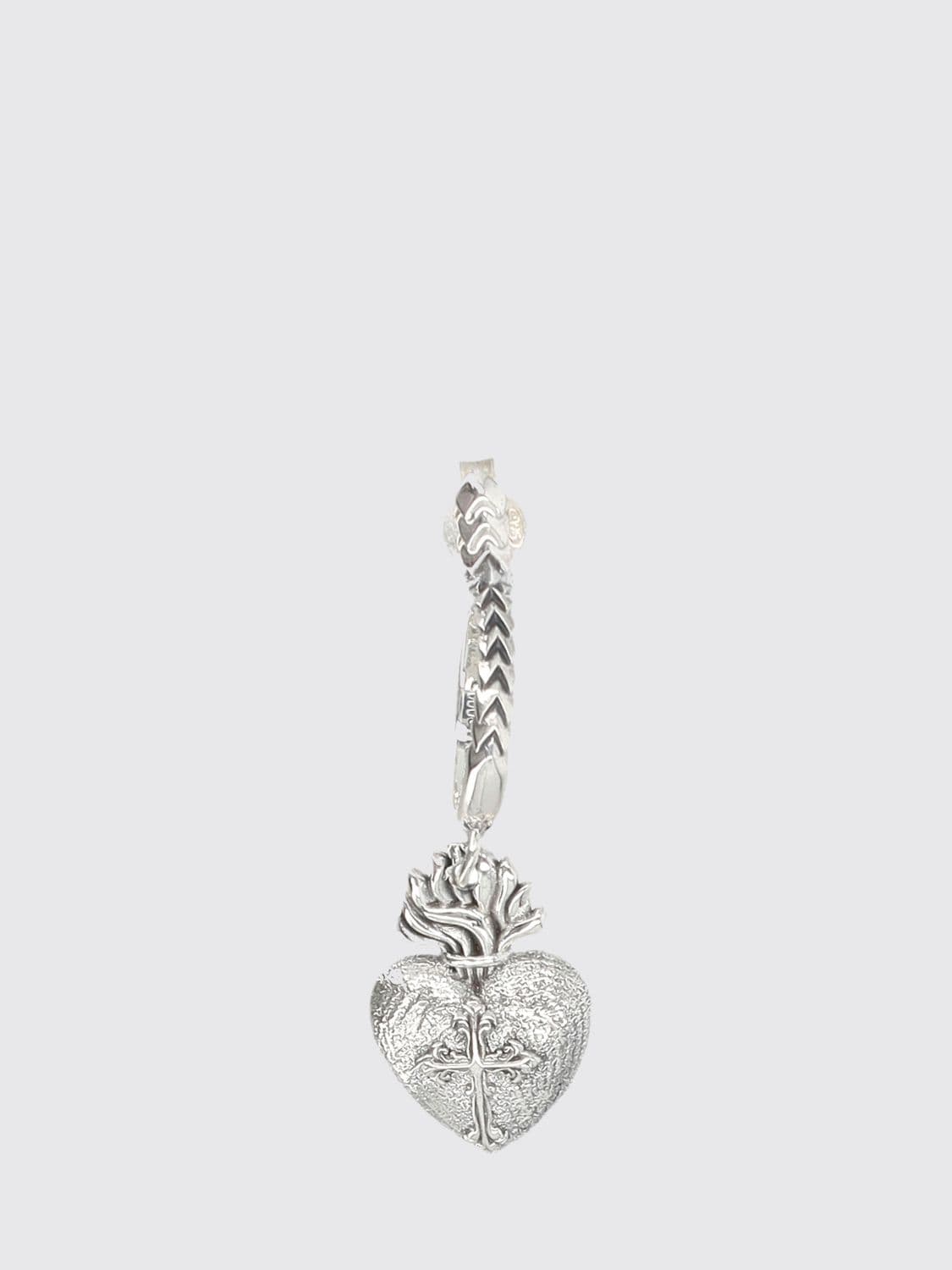 Emanuele Bicocchi Sterling Silver Rigid Half Hoop Earrings with Hearts