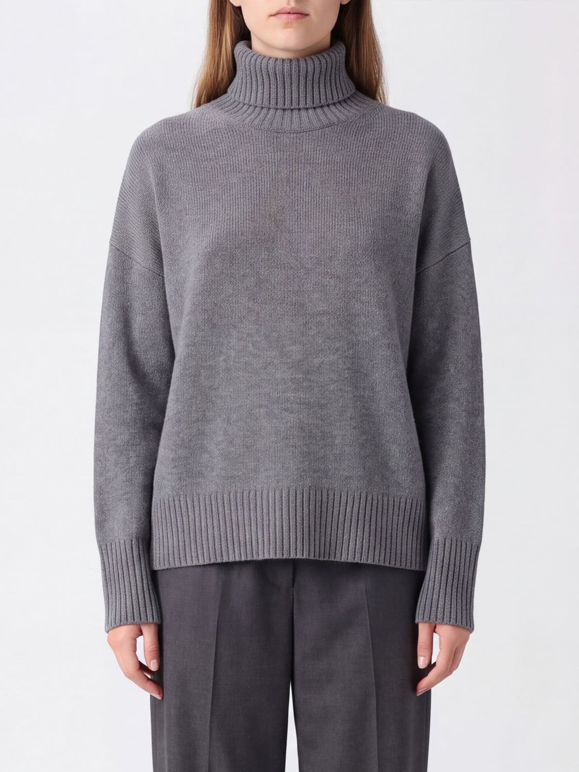 Soeur Merino Wool Turtleneck Jumper with Dropped Shoulders and Ribbed Trims