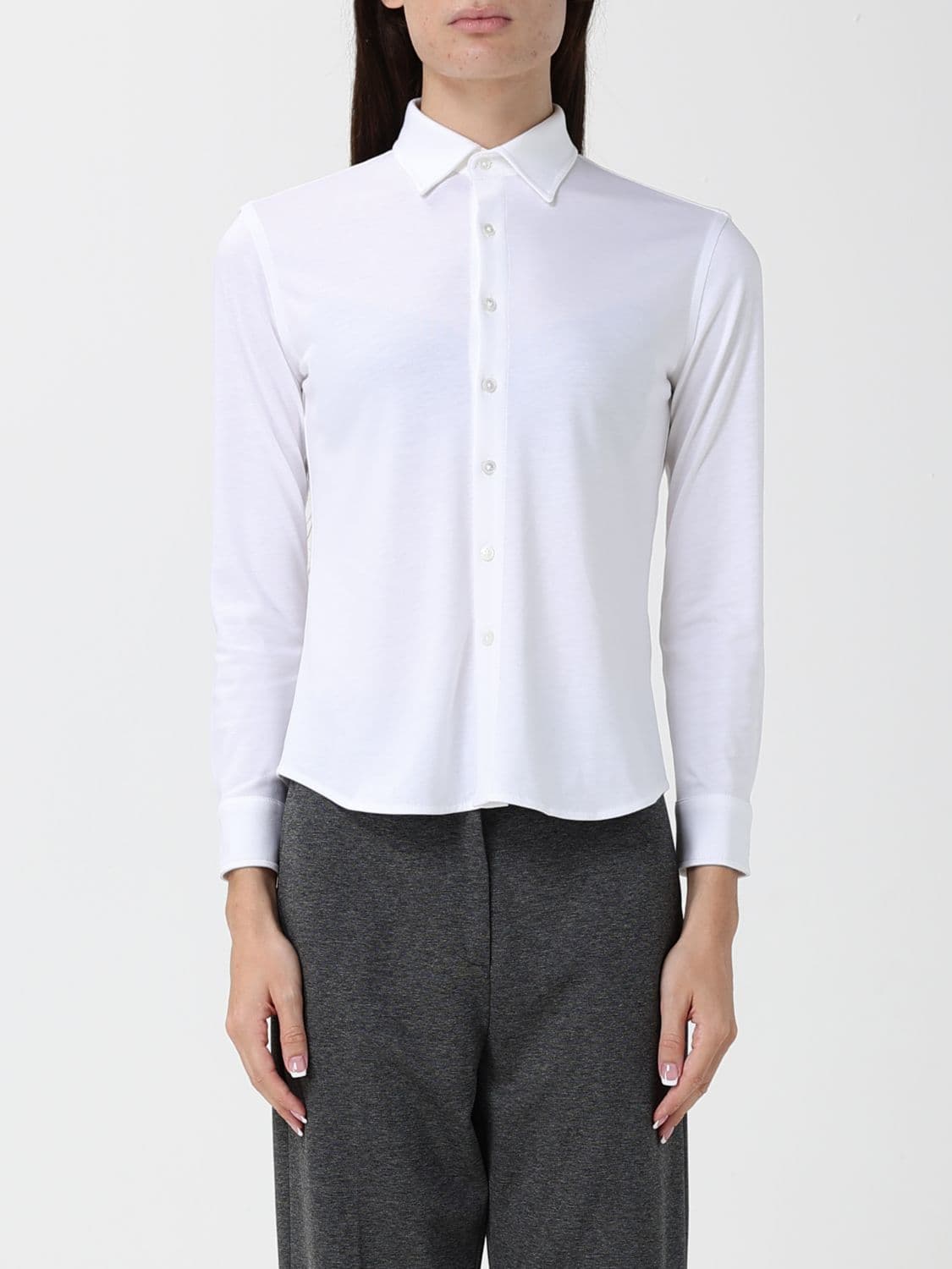 Circolo 1901 Classic Long-Sleeved Slim Fit Cotton Shirt with a Classic Collar