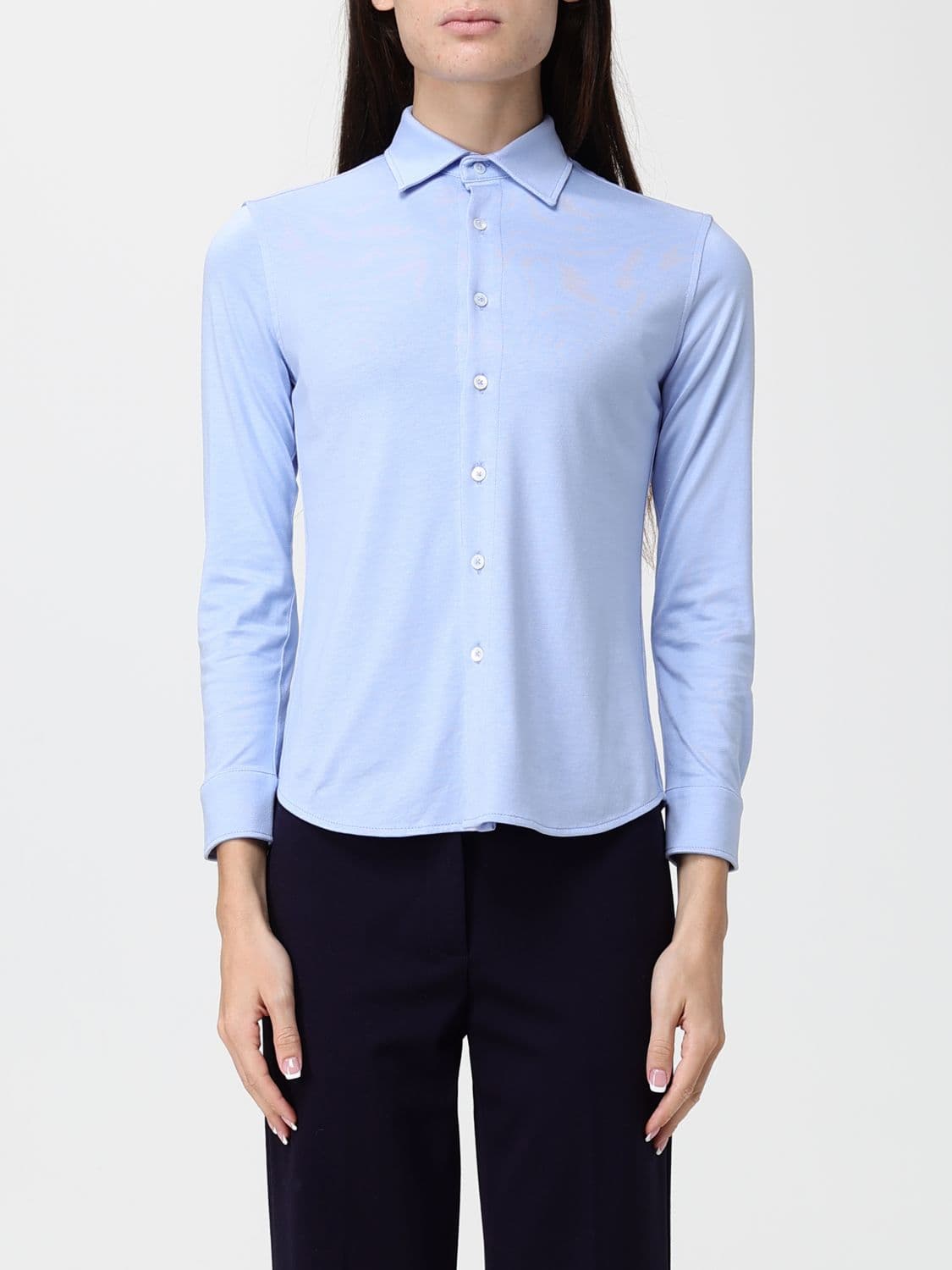 Circolo 1901 Classic Long-Sleeved Slim Fit Cotton Shirt with a Classic Collar