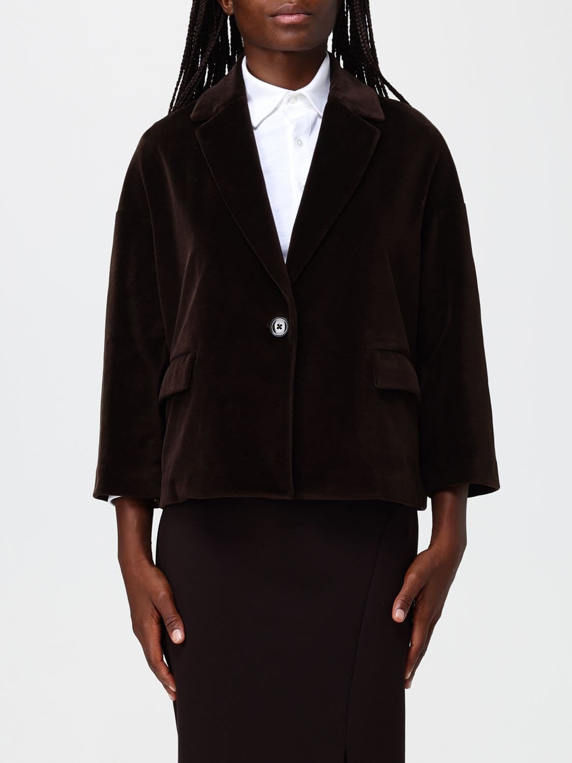 Circolo 1901 Single-Breasted Velvet Blazer with One-Button Closure