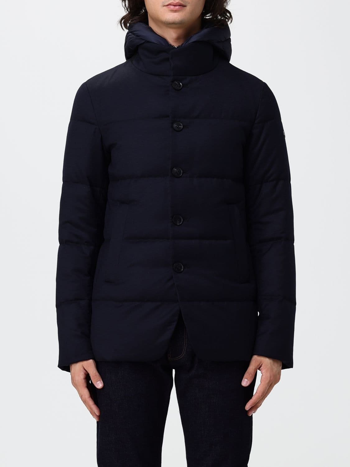 Duno Men's Short Quilted Wool Down Jacket with Hood
