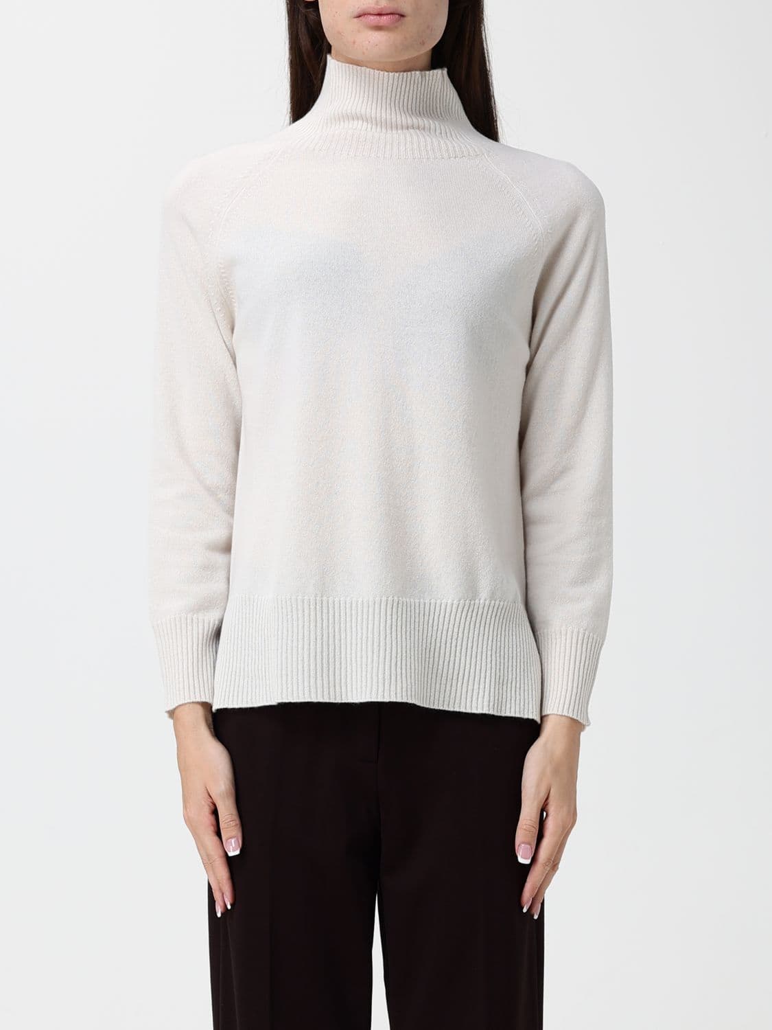 Kangra Wool Long-Sleeved Roll Neck Jumper with Ribbed Trims