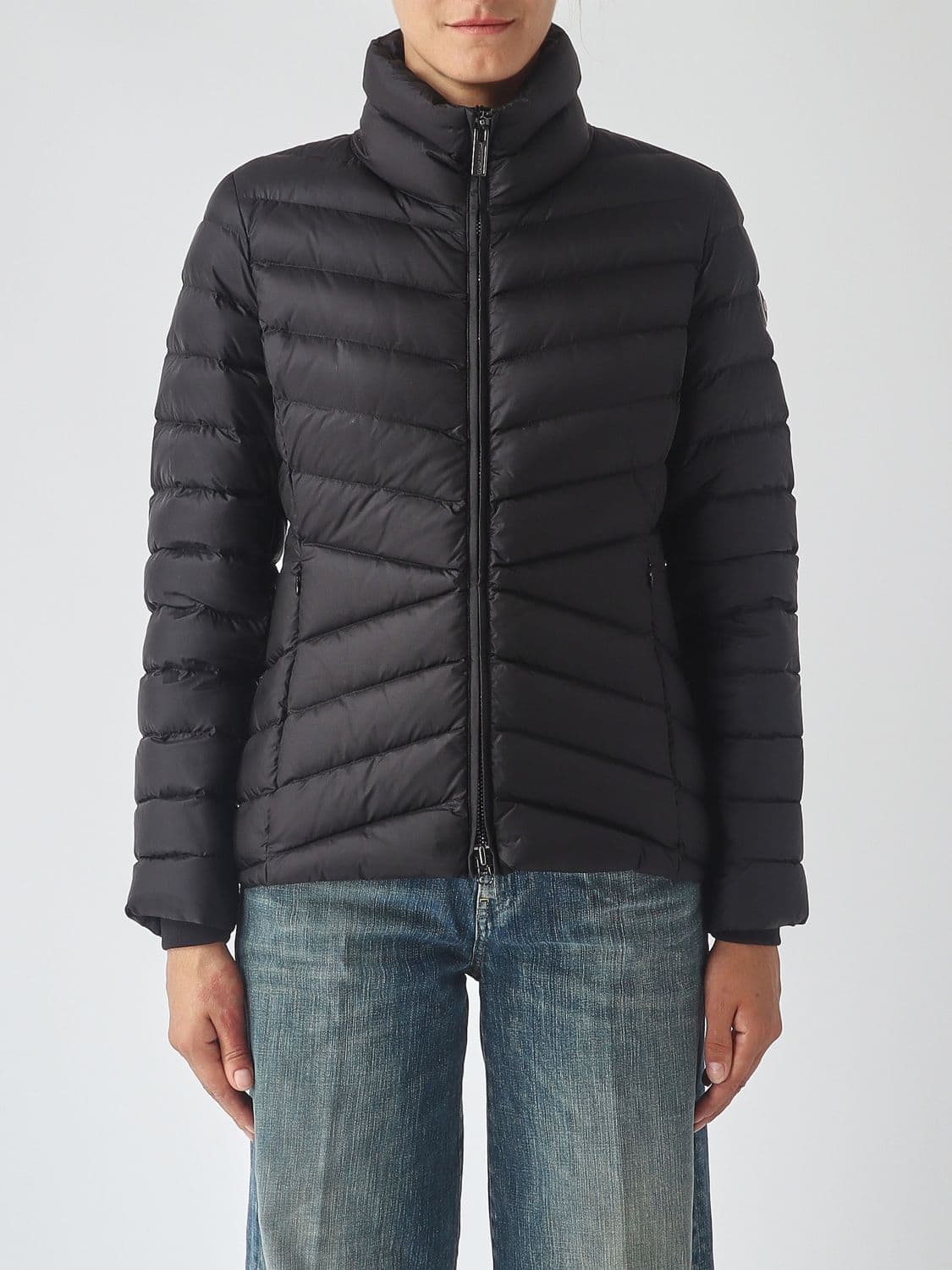 Colmar Quilted Nylon Short Puffer Jacket with High Neck and Down Filling