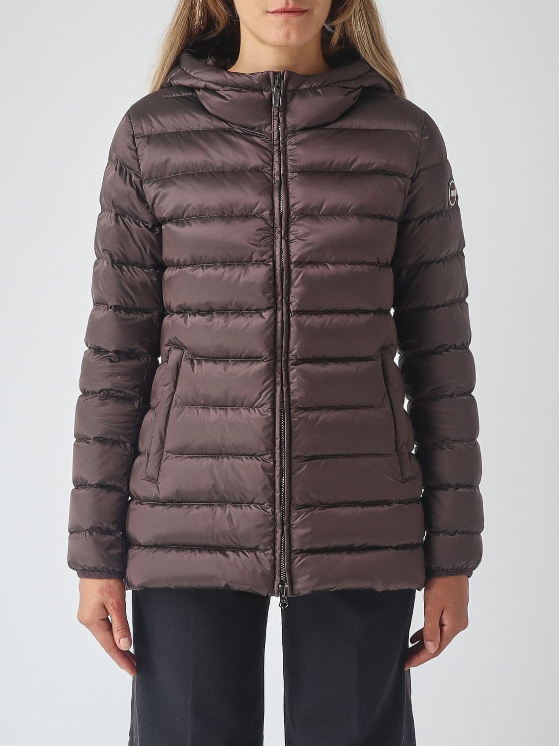 Colmar Quilted Nylon Long Puffer Jacket with Hood and Down Filling