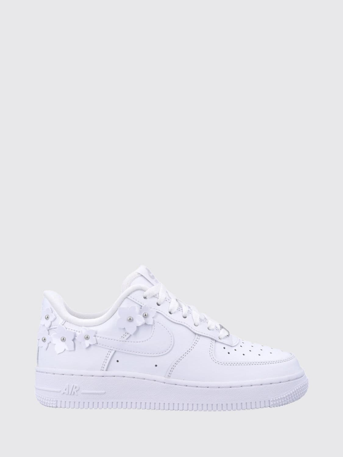 Nike Air Force 1 '07 Leather Sneakers with Floral Embroidery and Swoosh Logo