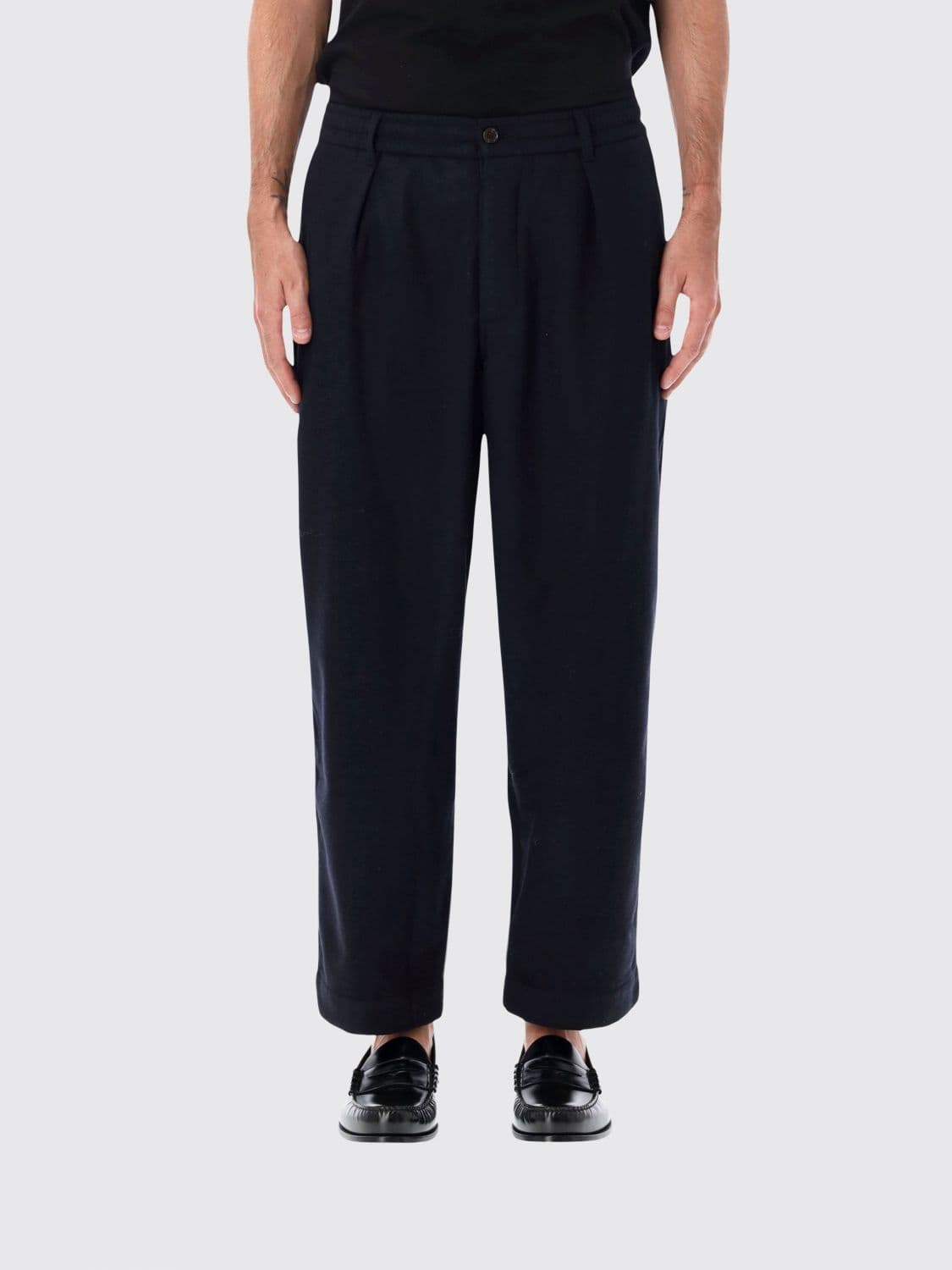 Universal Works Virgin Wool Wide-Leg Trousers with Pleats