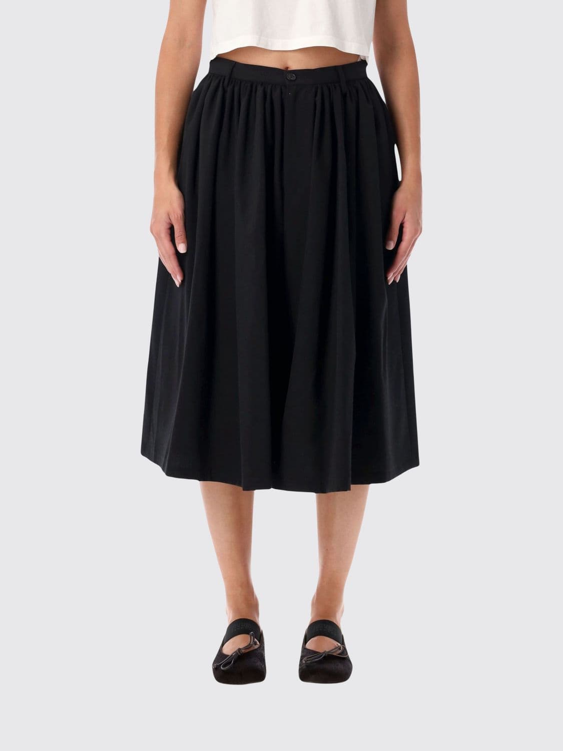 Mm6 Maison Margiela High-Waisted Wide Leg Bermuda Shorts in Wool Blend · 40