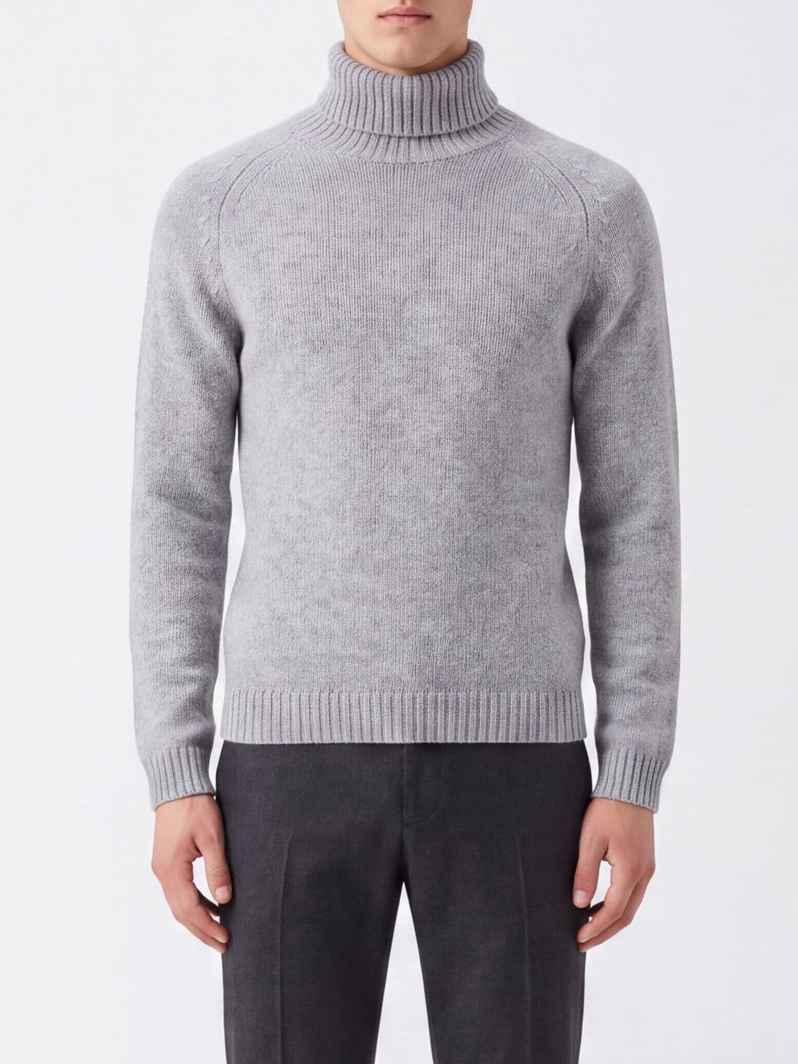 Tom Ford Turtleneck Jumper in Virgin Wool and Cashmere Blend with Ribbed Trims