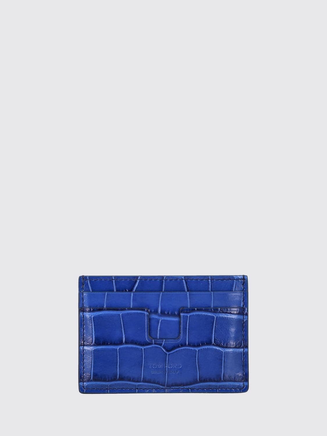 Tom Ford Crocodile-Effect Calfskin Flat Card Holder · OS