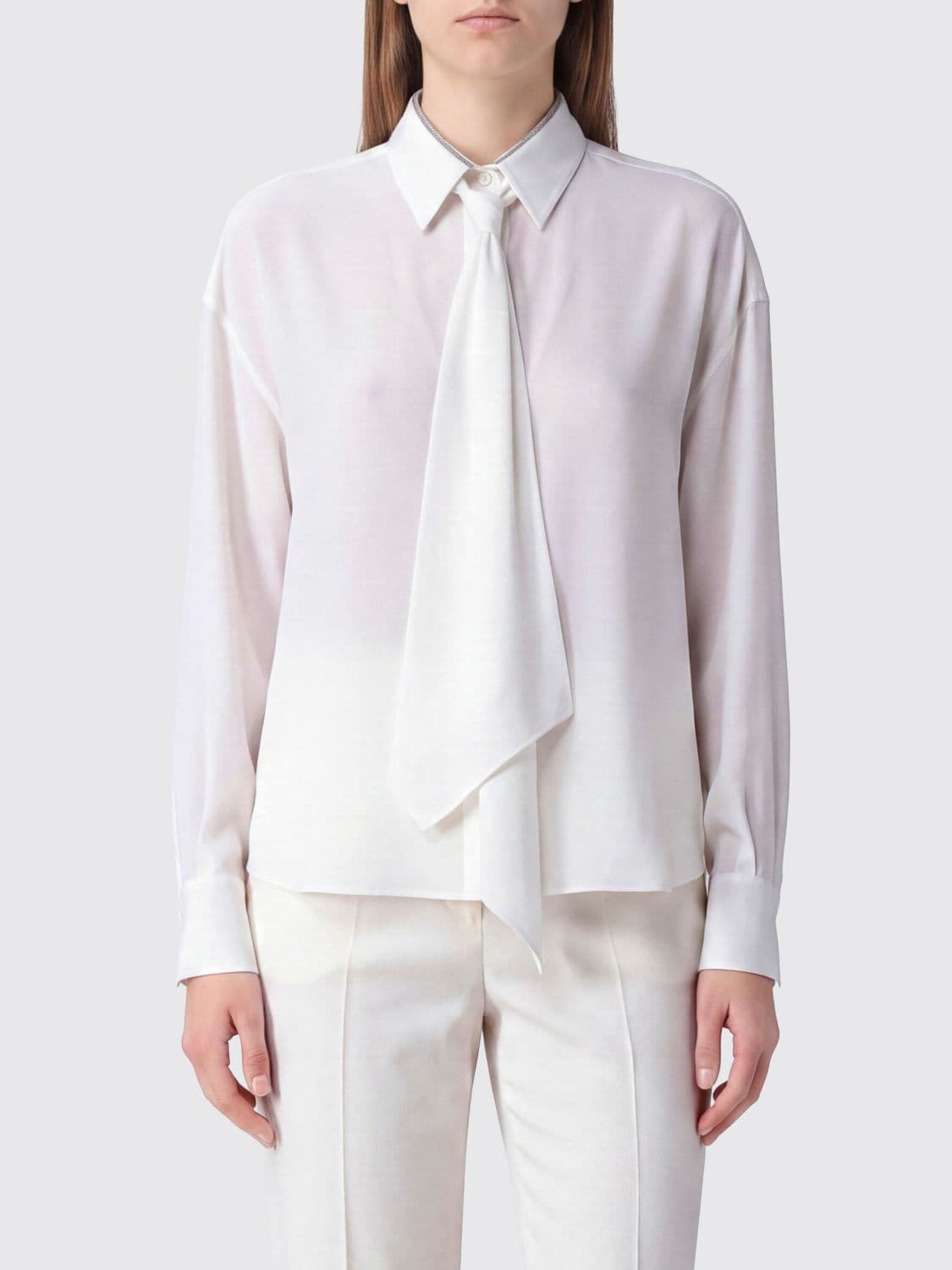 Brunello Cucinelli Slim Fit Silk Shirt with French Collar · L