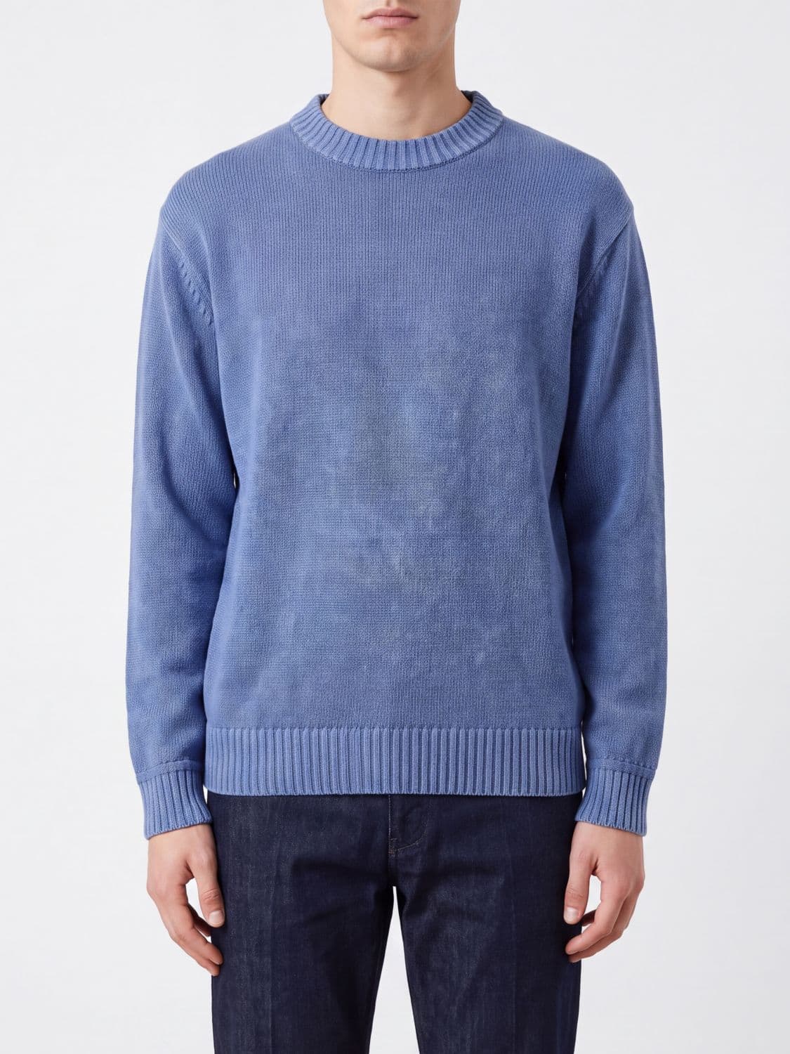 Rains Crewneck Jumper in Polyester Blend with Dropped Shoulders and Ribbed Trims