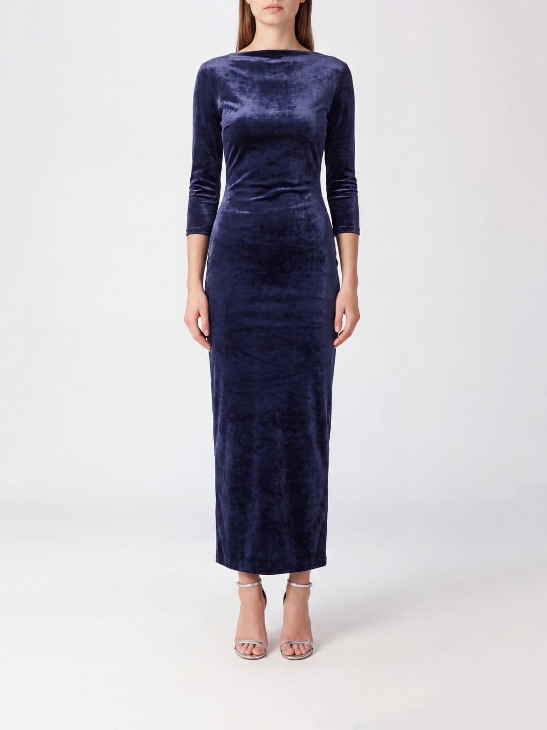 Giorgio Armani Slim Fit Velvet Midi Sheath Dress with V-Back