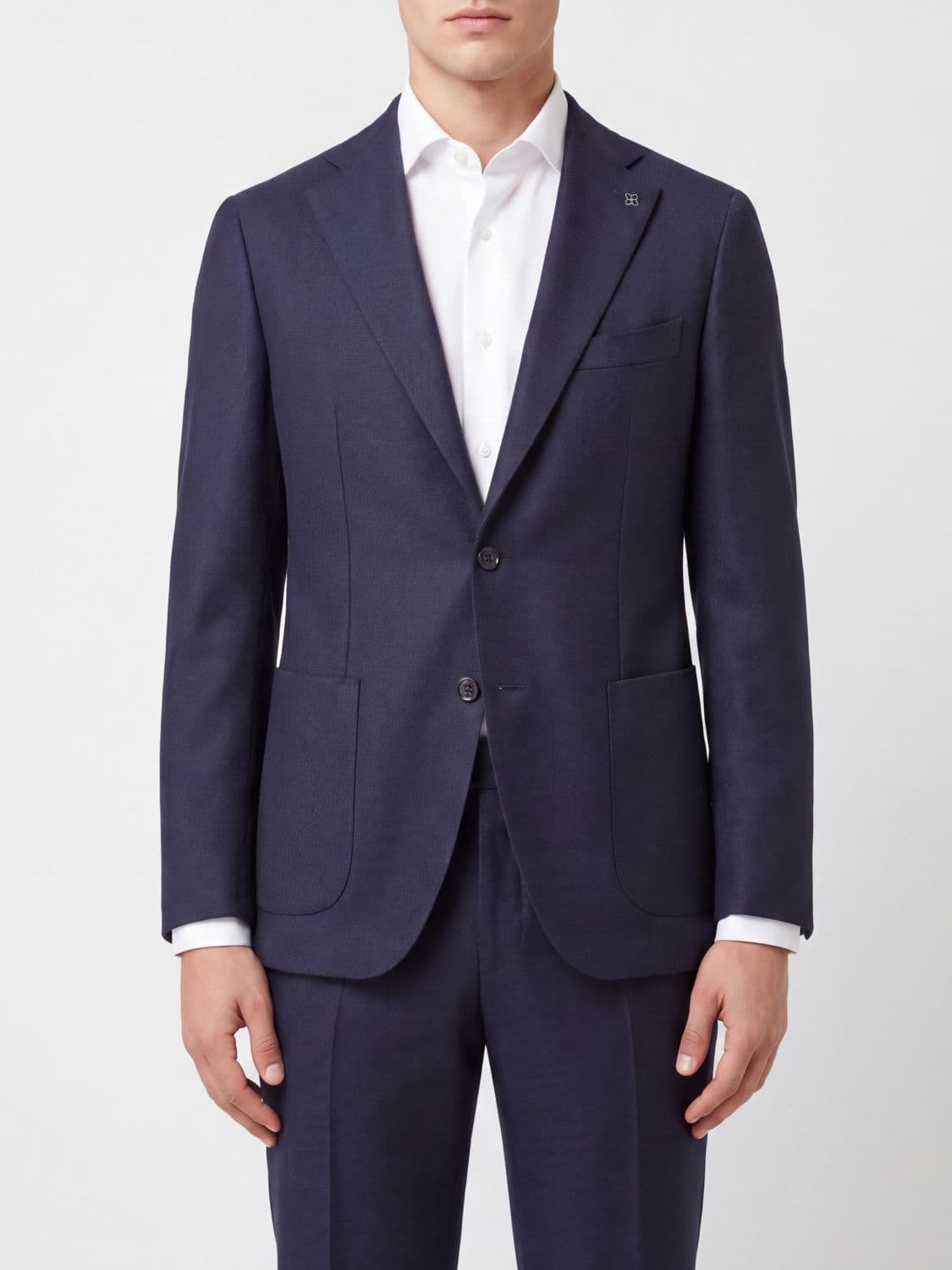 Tagliatore Single-Breasted Blazer in Cupro and Viscose Blend with Patch Pockets