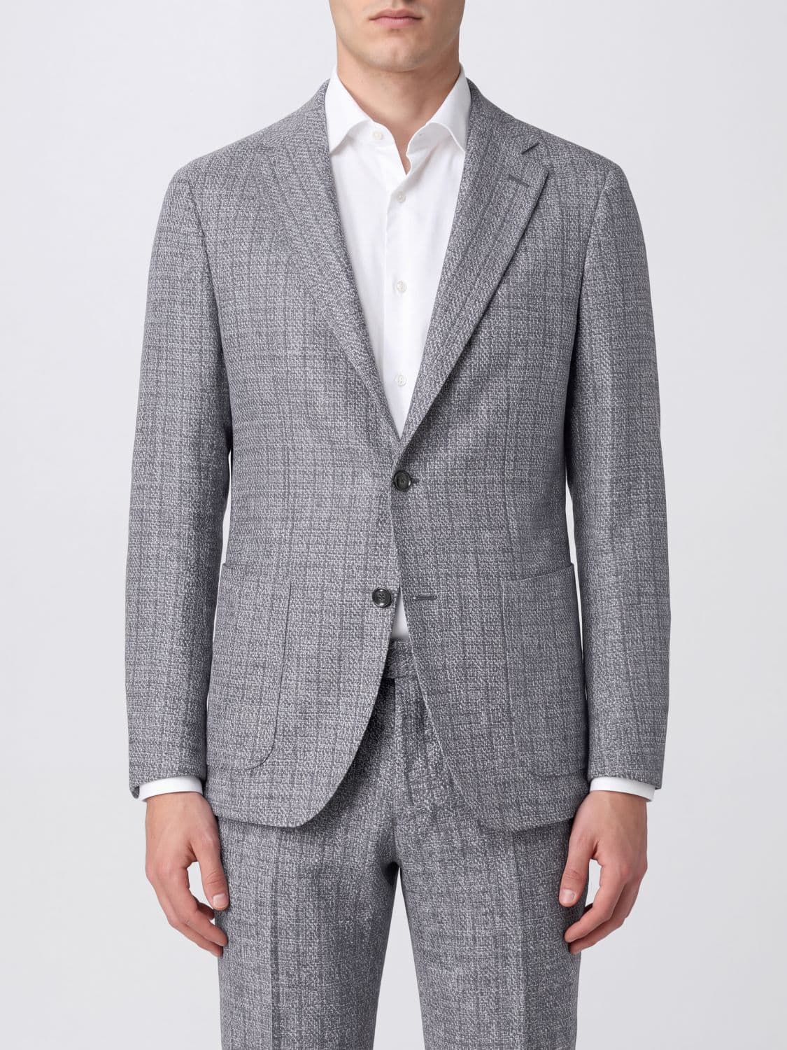 Tagliatore Single-Breasted Blazer in Virgin Wool Blend with Patch Pockets