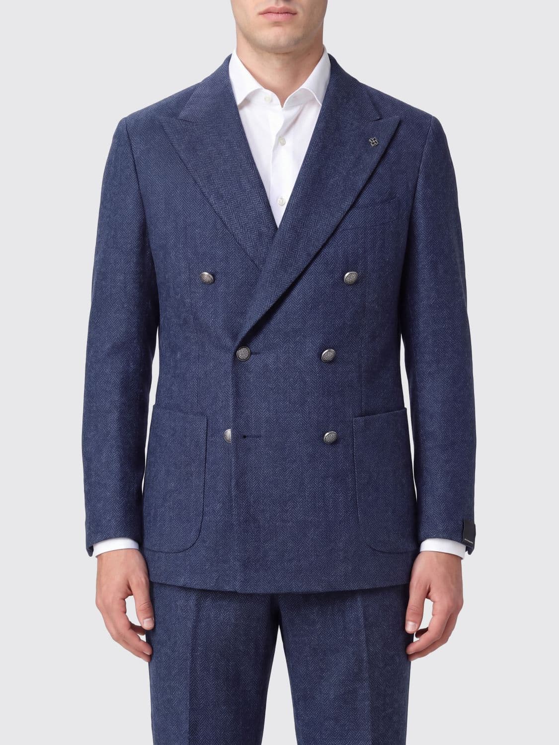 Tagliatore Double-Breasted Blazer in Wool and Cashmere with Peak Lapels