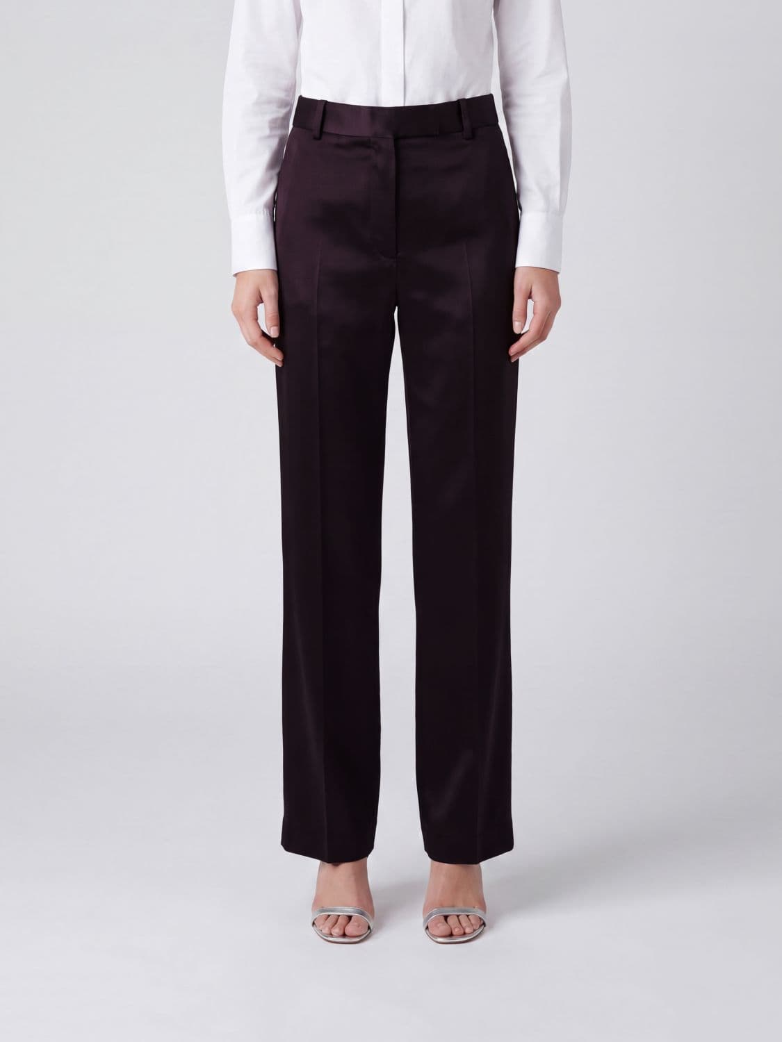 Tom Ford High-Waisted Silk Wide-Leg Tailored Trousers