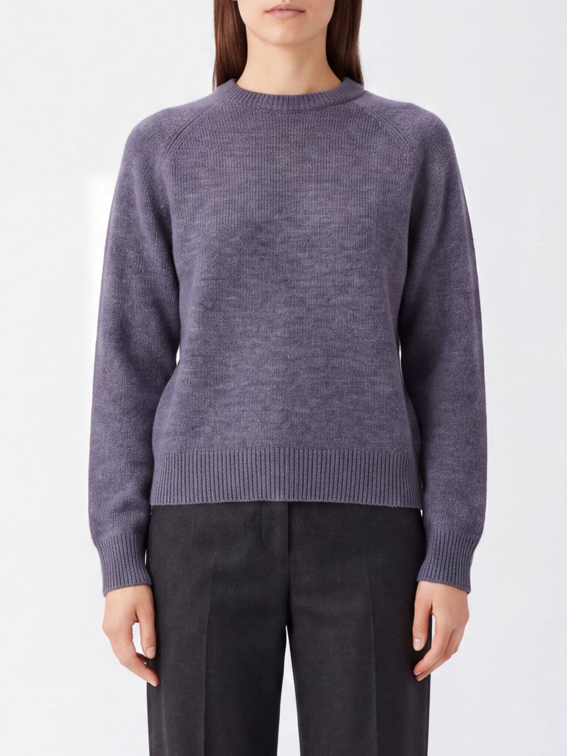 The Frankie Shop Crewneck Jumper in Wool Blend with Ribbed Edges