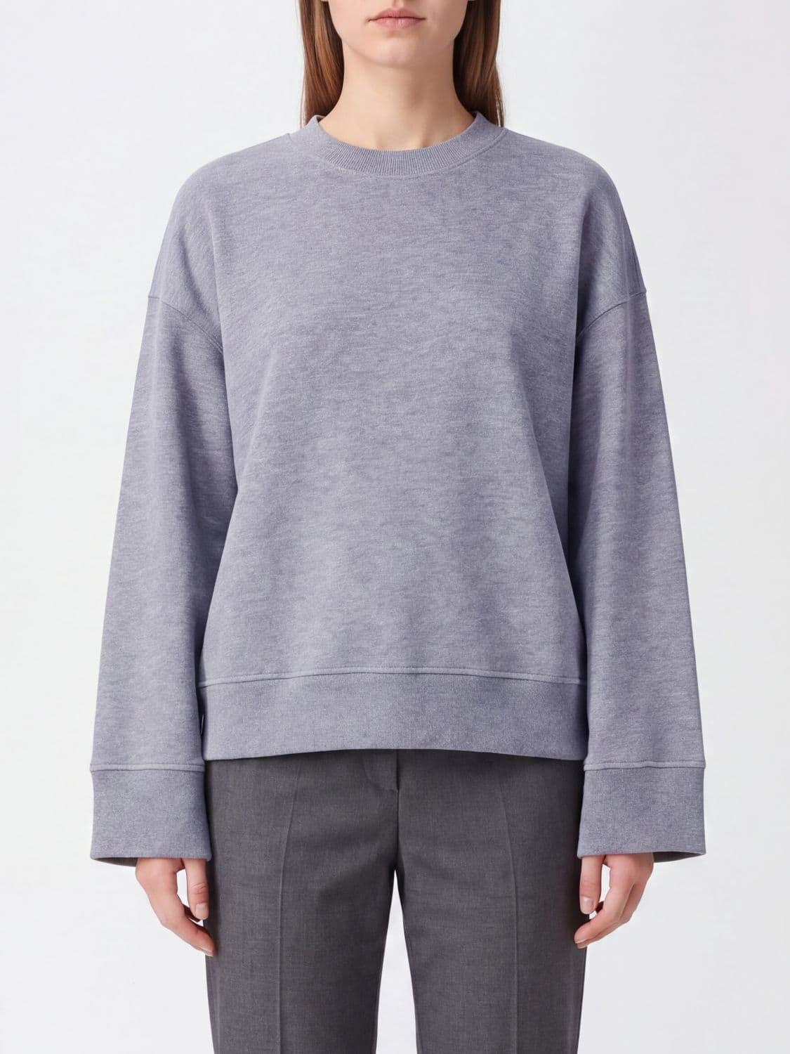 The Frankie Shop Oversized Crewneck Sweatshirt in Cotton-Modal with Drop Shoulders