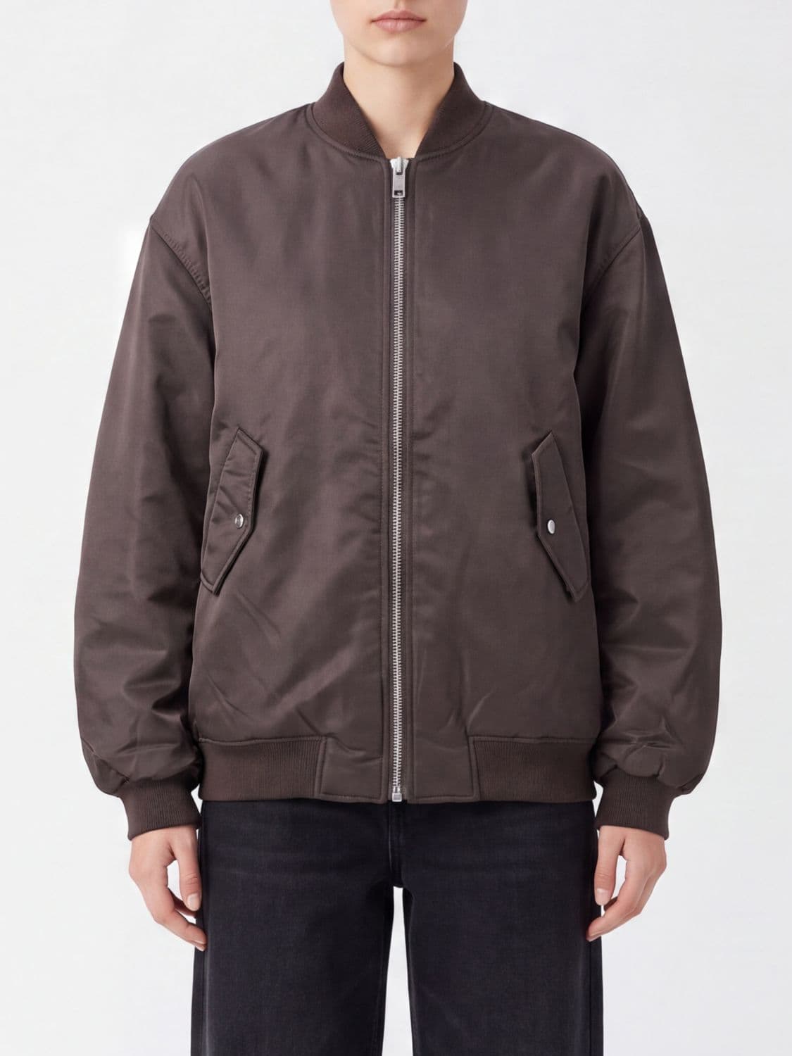 The Frankie Shop Doyer Nylon Bomber Jacket with Zip Closure and Pockets · XSS