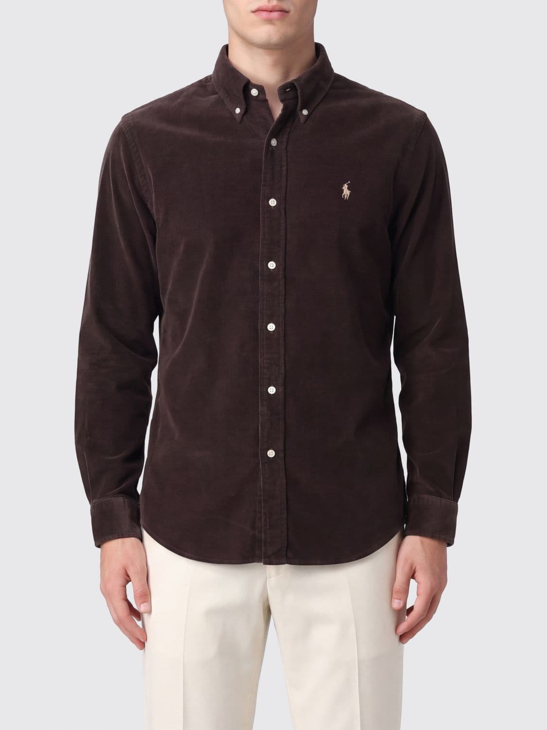 Polo Ralph Lauren Corduroy Shirt with Button-Down Collar and Logo