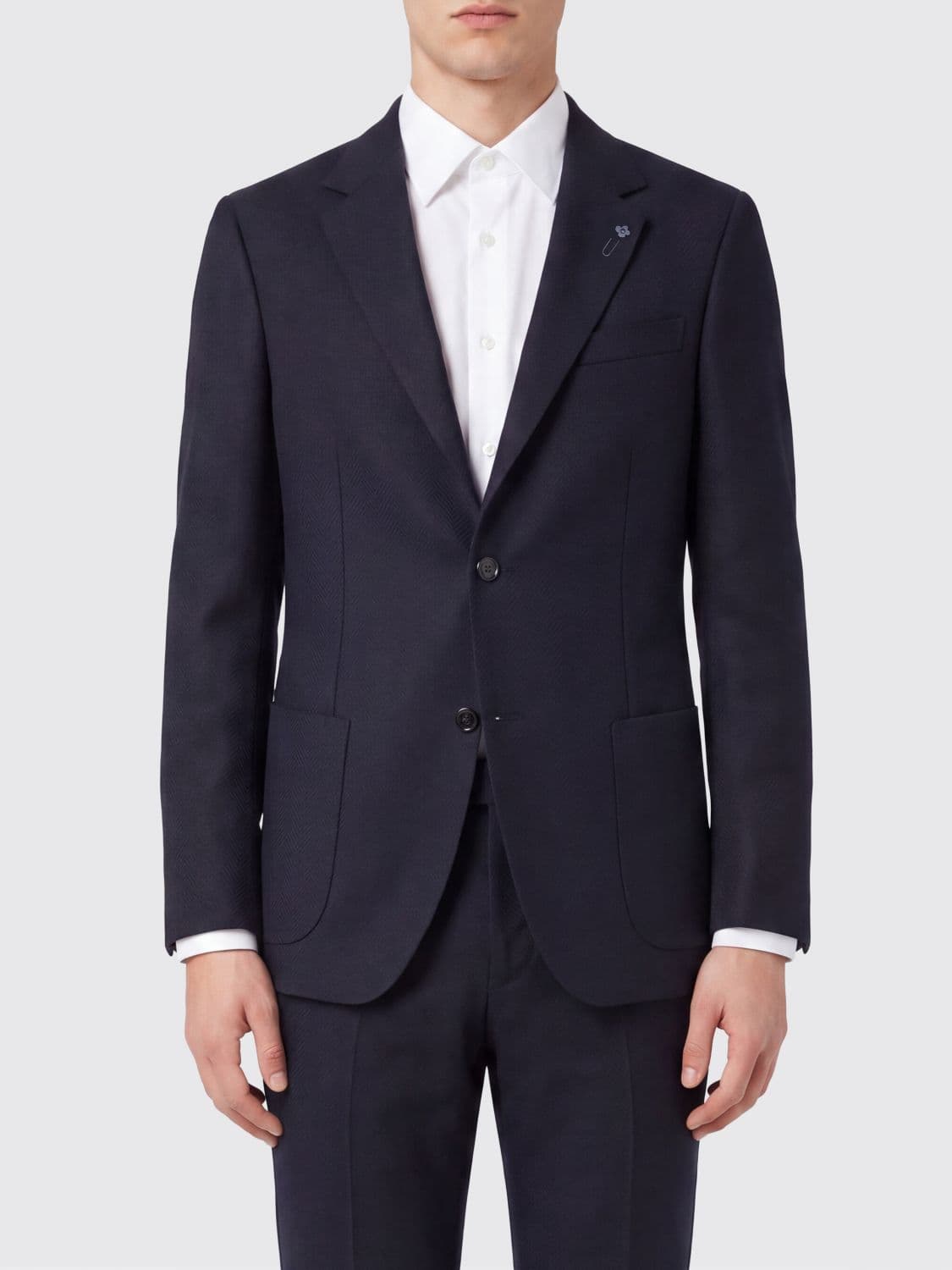 Lardini Single-Breasted Virgin Wool Blazer with Peak Lapels and Patch Pockets