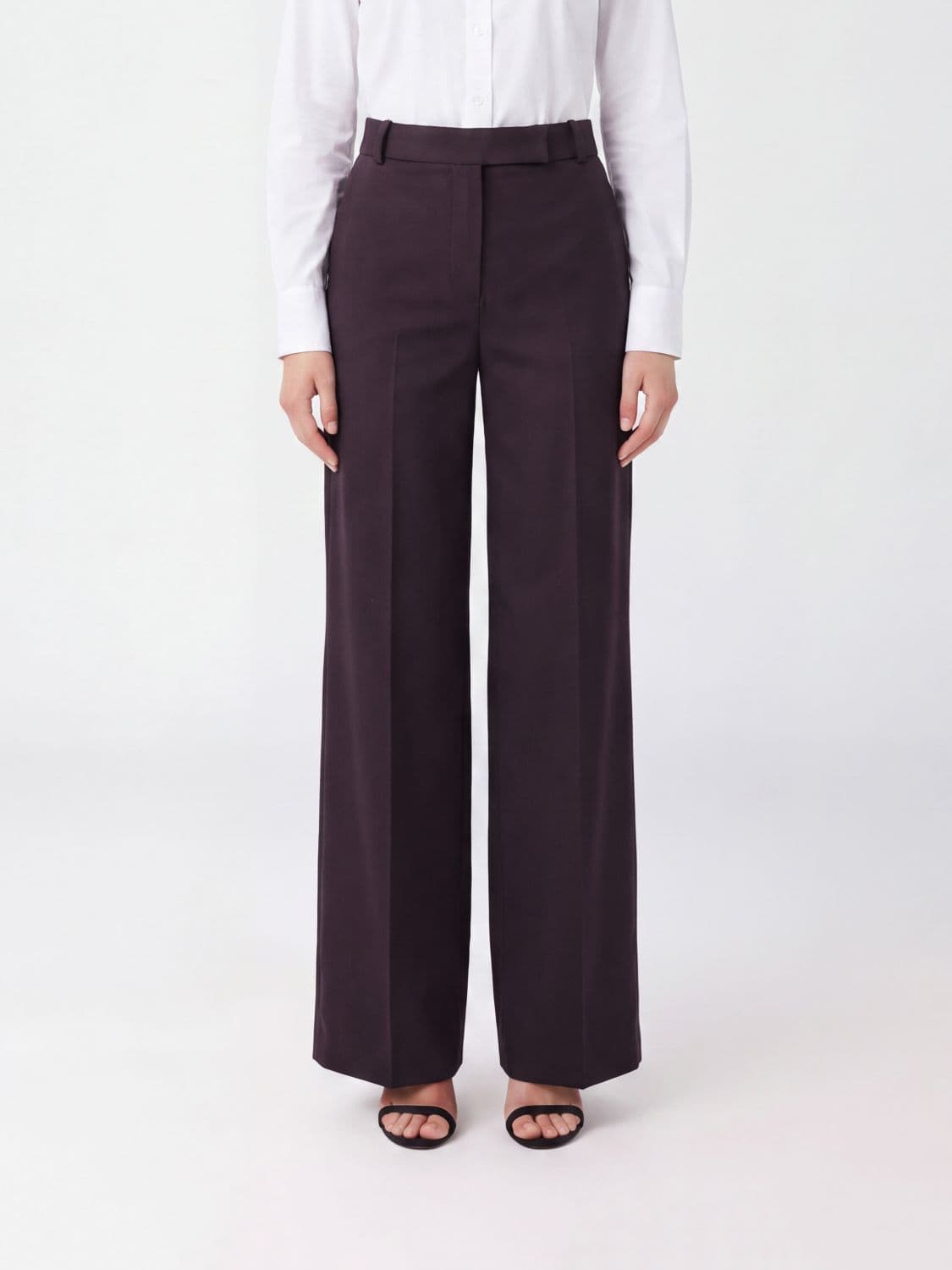 Joseph High-Waisted Wide Leg Tailored Trousers in Viscose and Cotton Blend
