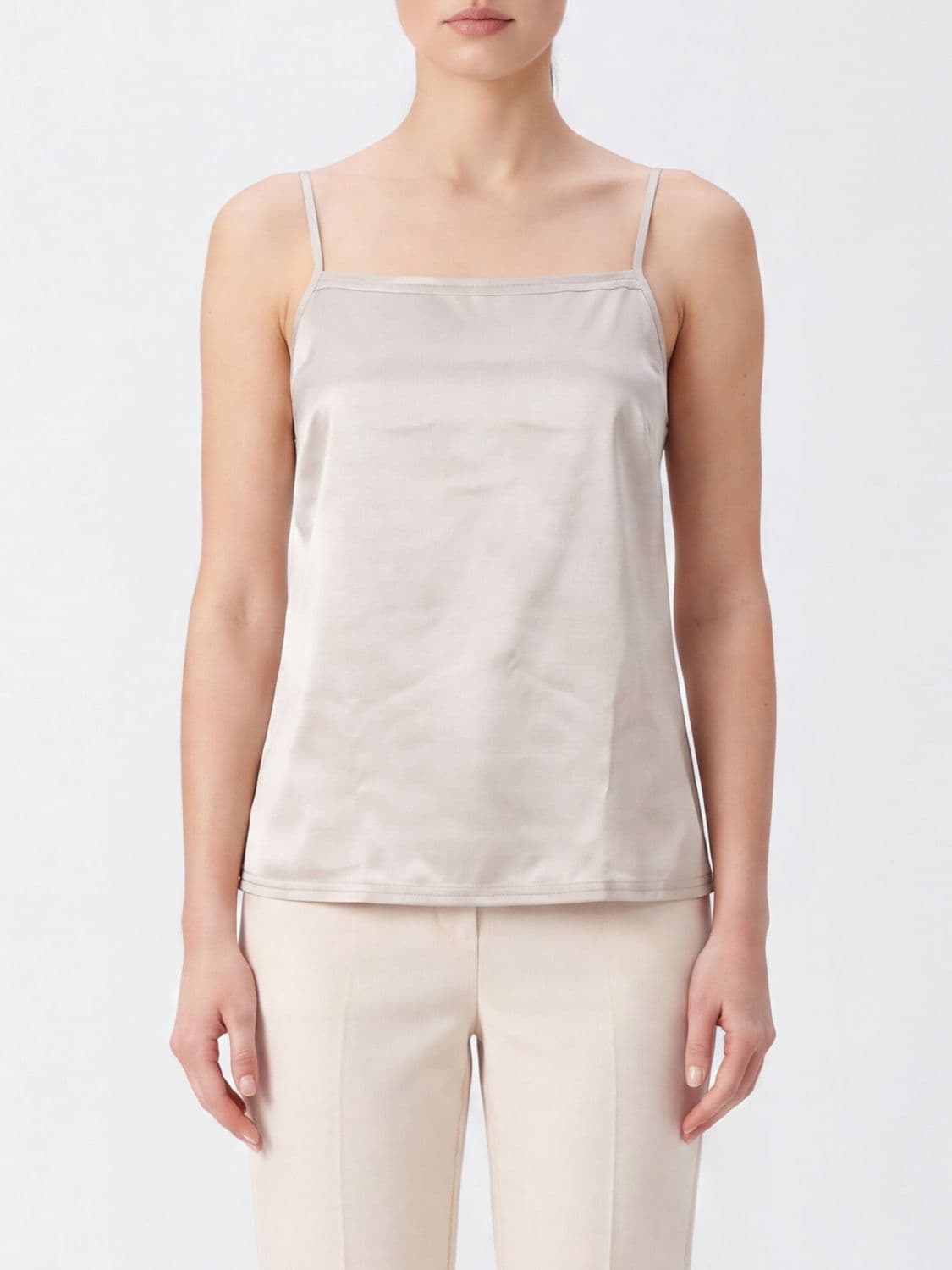 Joseph Off-the-Shoulder Silk Evening Top with Straight Neckline and Thin Straps