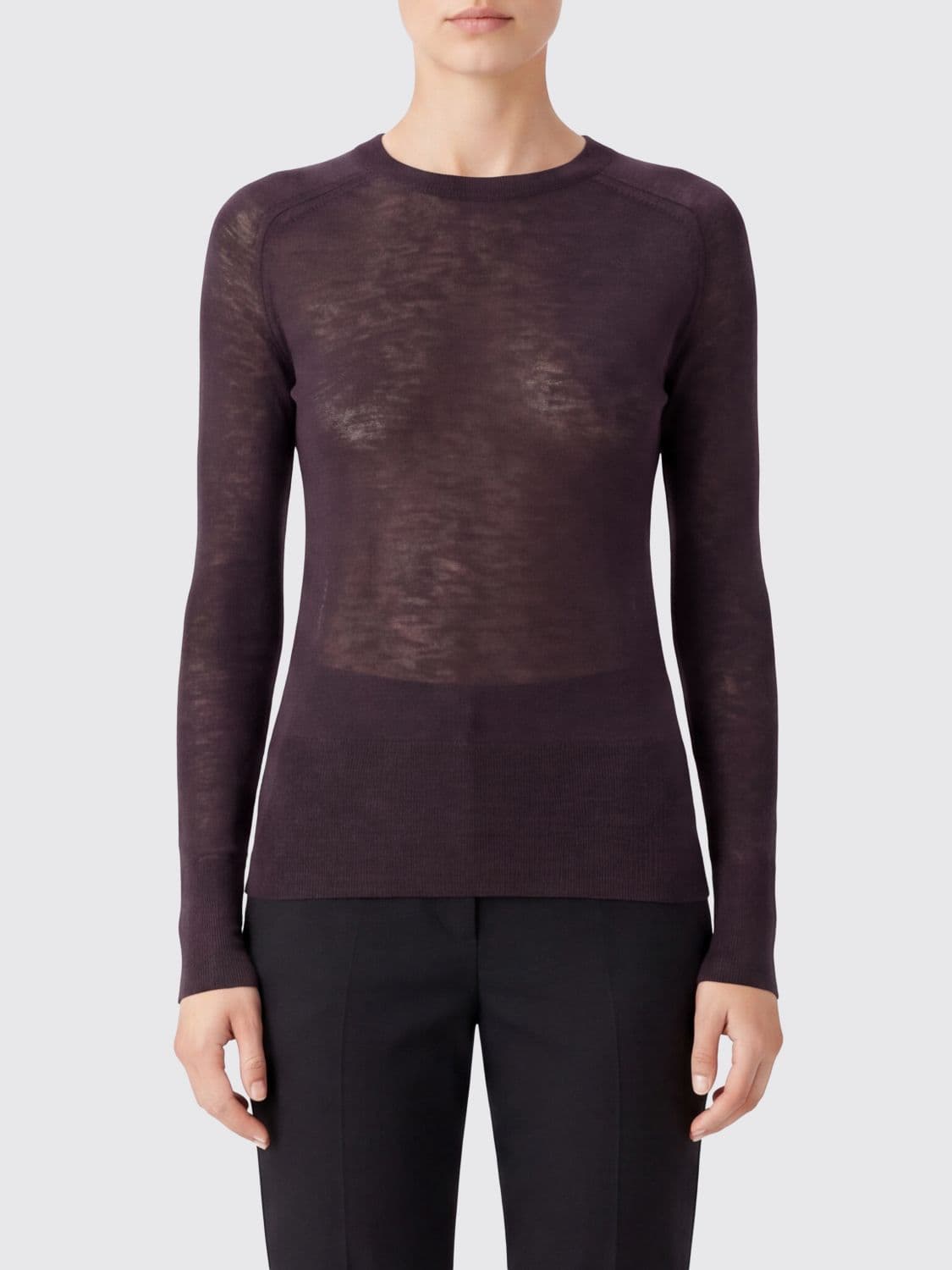 Joseph Sheer Slim Fit Crewneck Jumper in Cashmere with Ribbed Edges