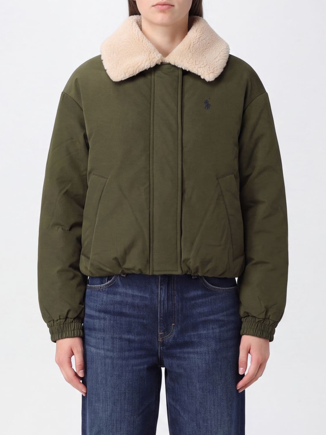 Polo Ralph Lauren Cropped Recycled Fabric Puffer Jacket with Pony Logo