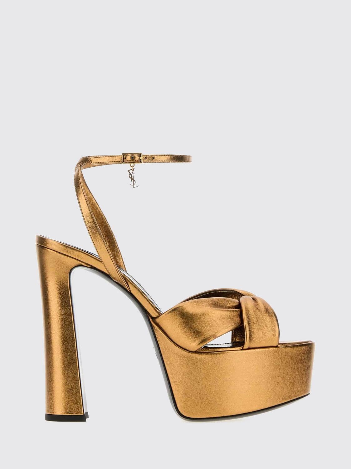 Saint Laurent Franciane Satin Platform Sandals with High Heel