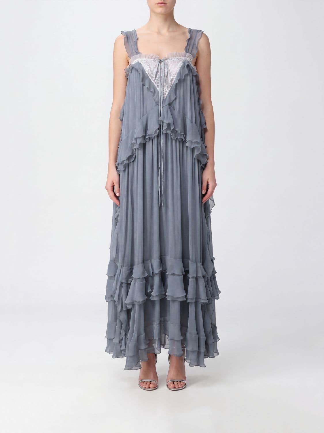 Chloé Long Ceremony Gown in Organic Silk with Lace Inserts · 36