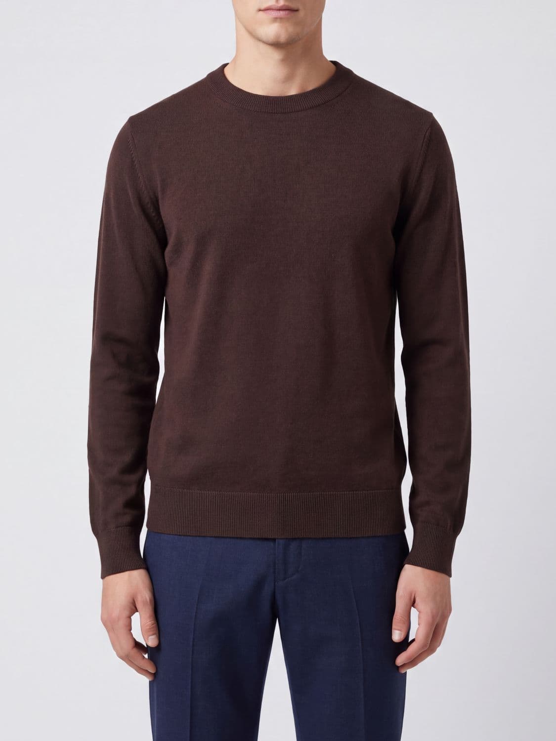 Paolo Pecora Crewneck Jumper in a Wool and Cashmere Blend with Long Sleeves
