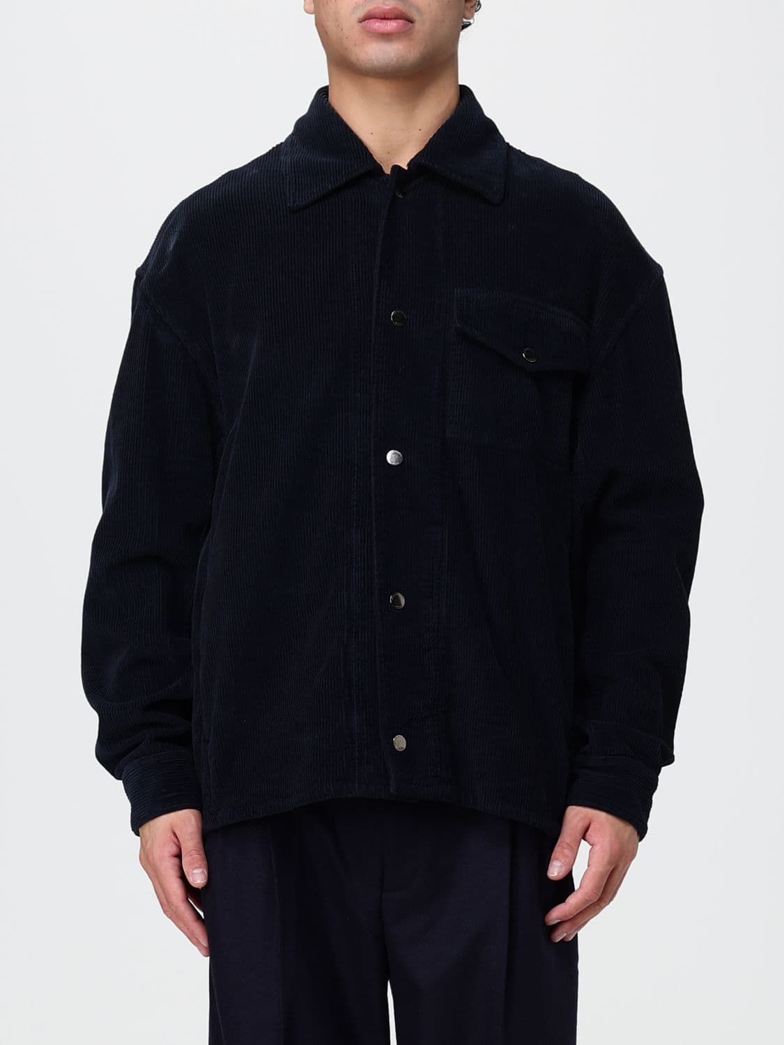 Paolo Pecora Regular Fit Shirt Jacket in Corduroy with Flap Pockets