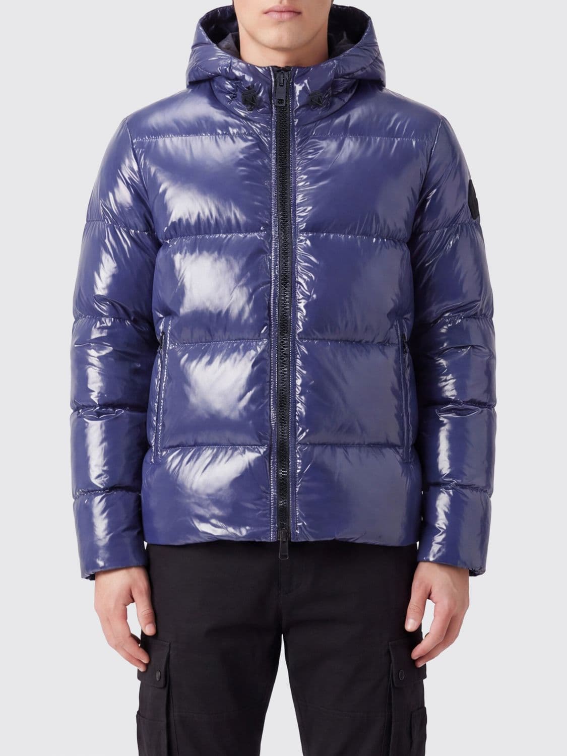 Herno Short Quilted Nylon Down Jacket with Hood and Zip Closure
