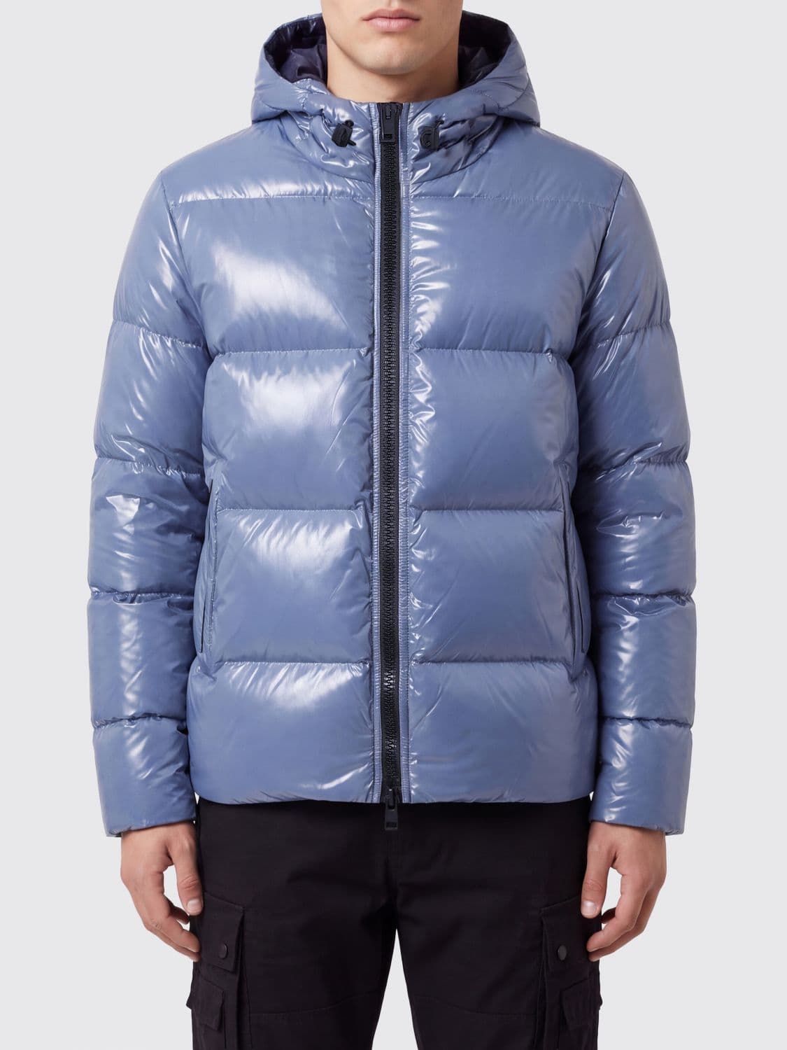 Herno Short Quilted Nylon Down Jacket with Hood and Zip Closure
