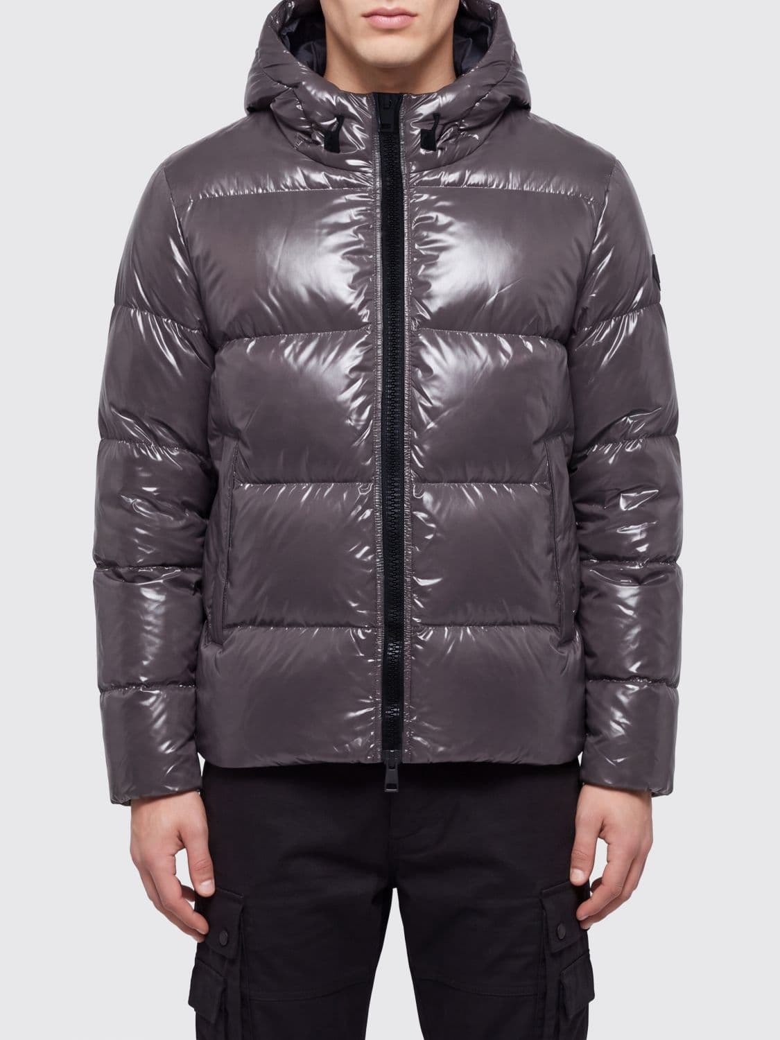 Herno Short Quilted Nylon Down Jacket with Hood and Zip Closure