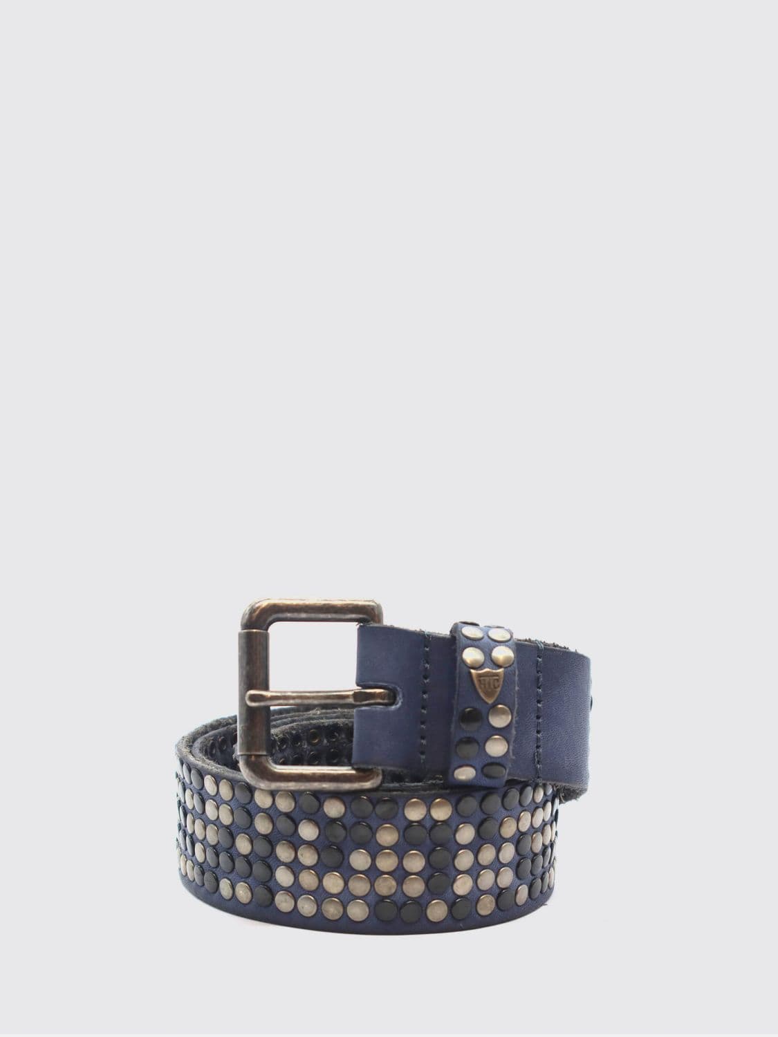 Htc Los Angeles Leather Belt with Artisanal Embroidery and Logo Buckle