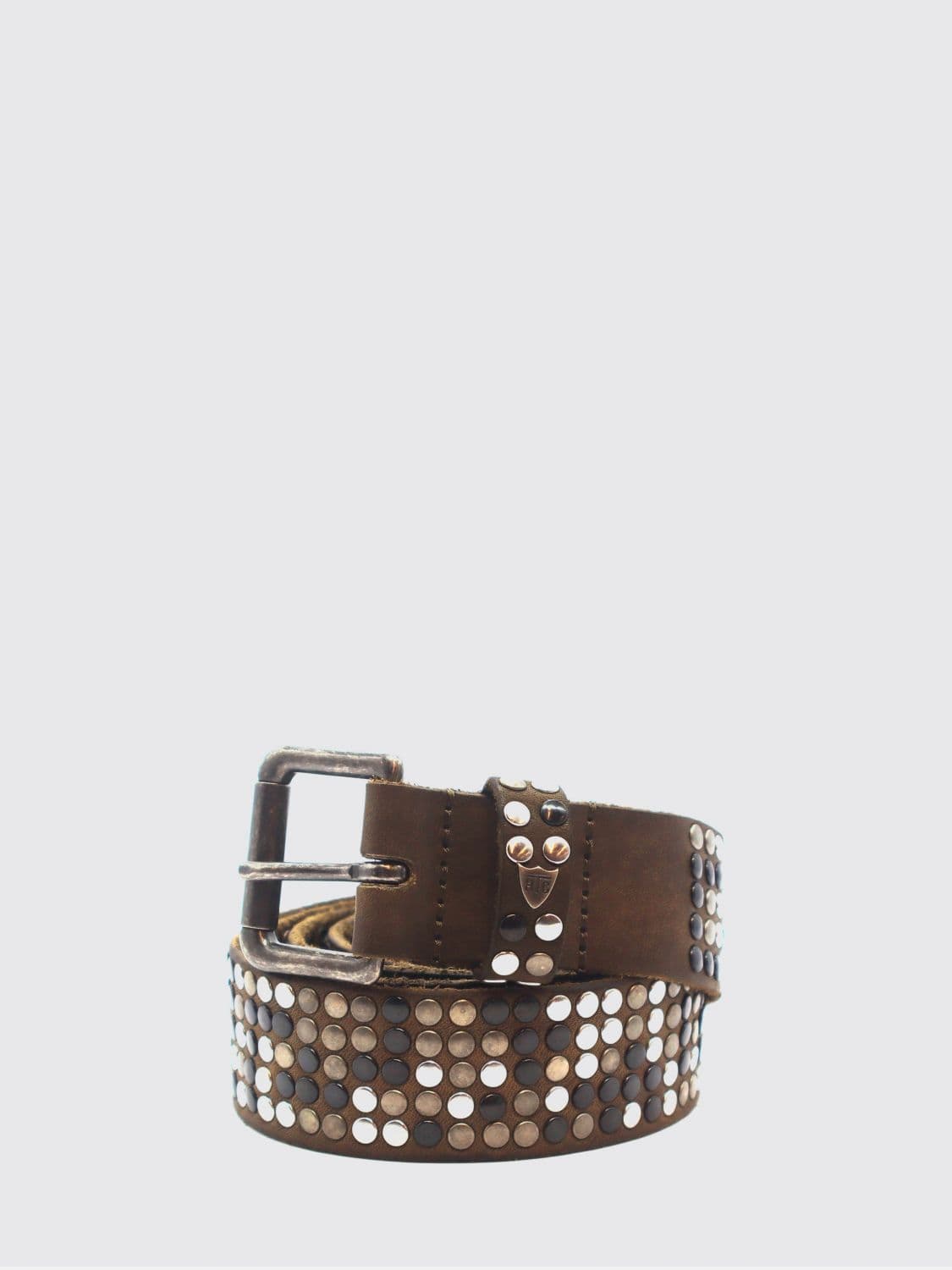 Htc Los Angeles Leather Belt with Artisanal Embroidery and Logo Buckle