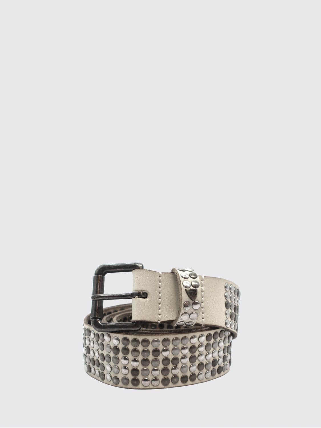 Htc Los Angeles Leather Belt with Artisanal Embroidery and Logo Buckle