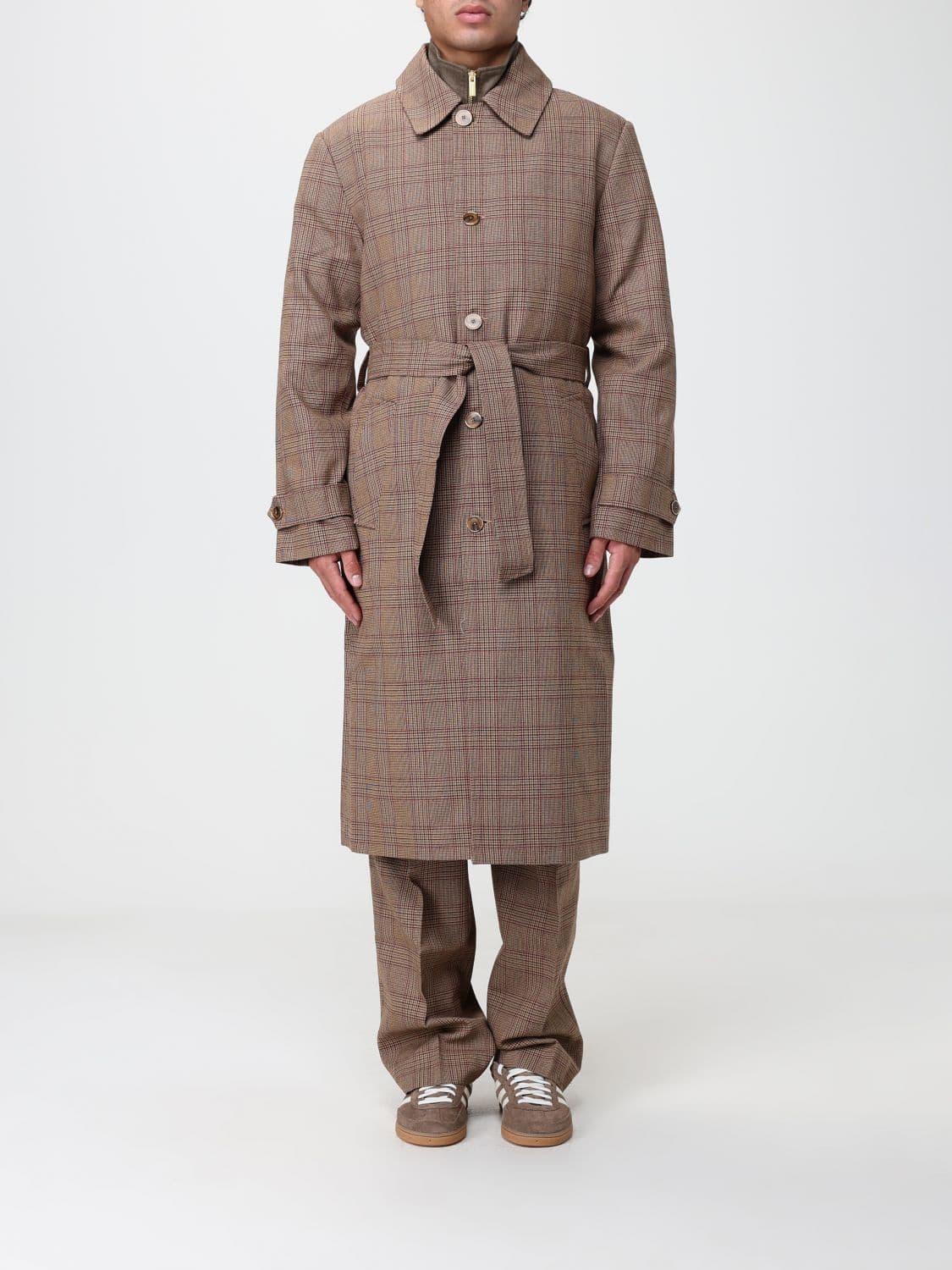 Drôle De Monsieur Prince of Wales Check Trench Coat in a Wool Blend · M
