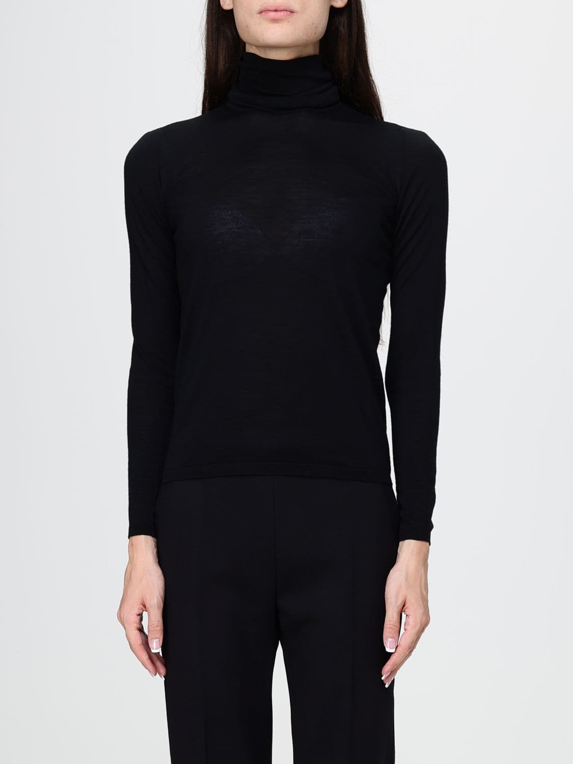 Max Mara Slim Fit Long-Sleeved Turtleneck Jumper in Pure Wool