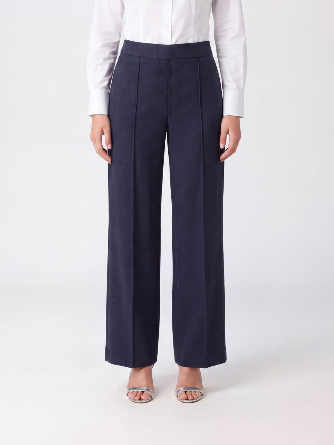 Semicouture High-Waisted Wide-Leg Trousers in Stretch Viscose Jersey
