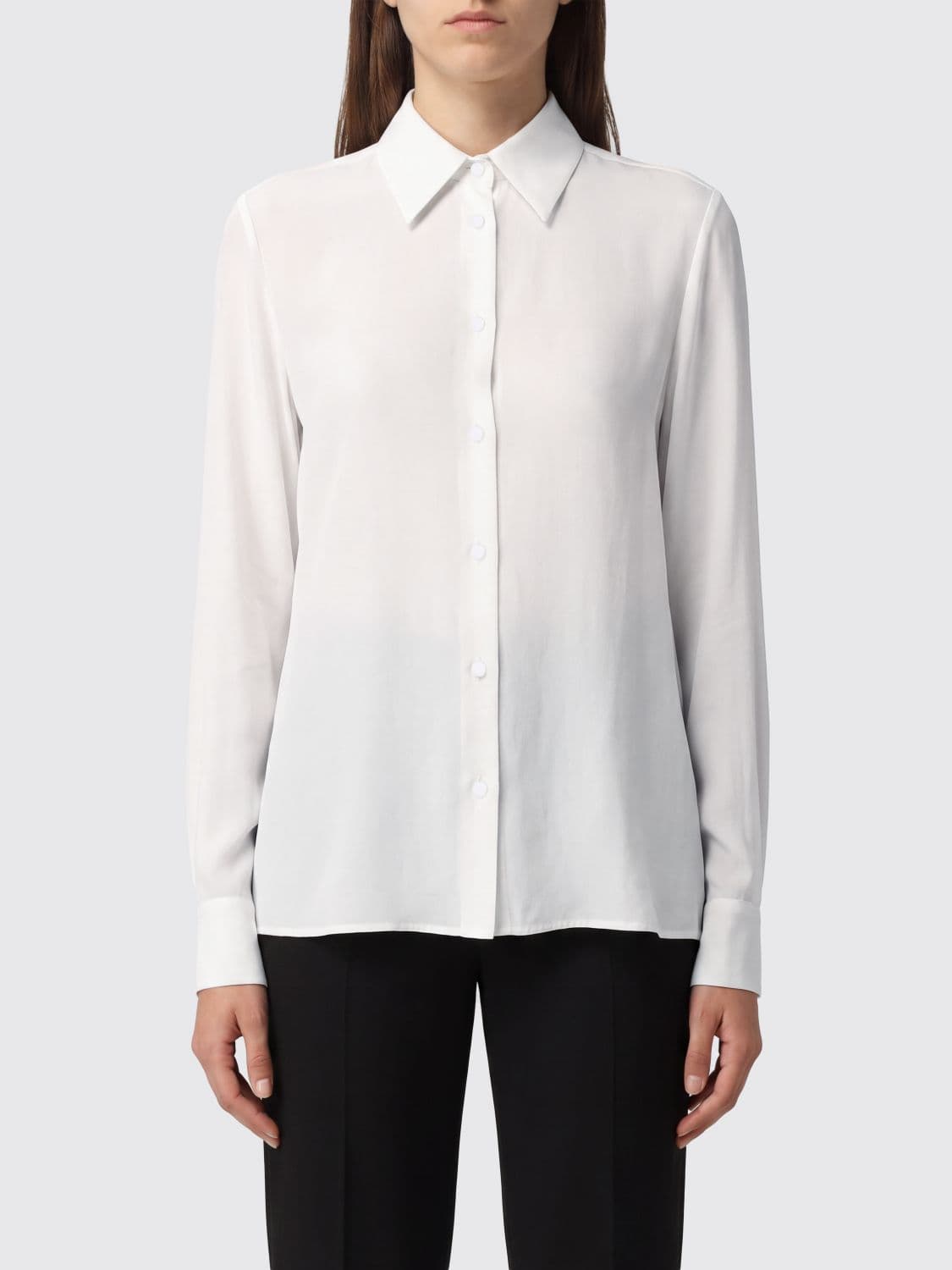 Semicouture Silk and Acetate Blend Slim Fit Shirt with Classic Collar