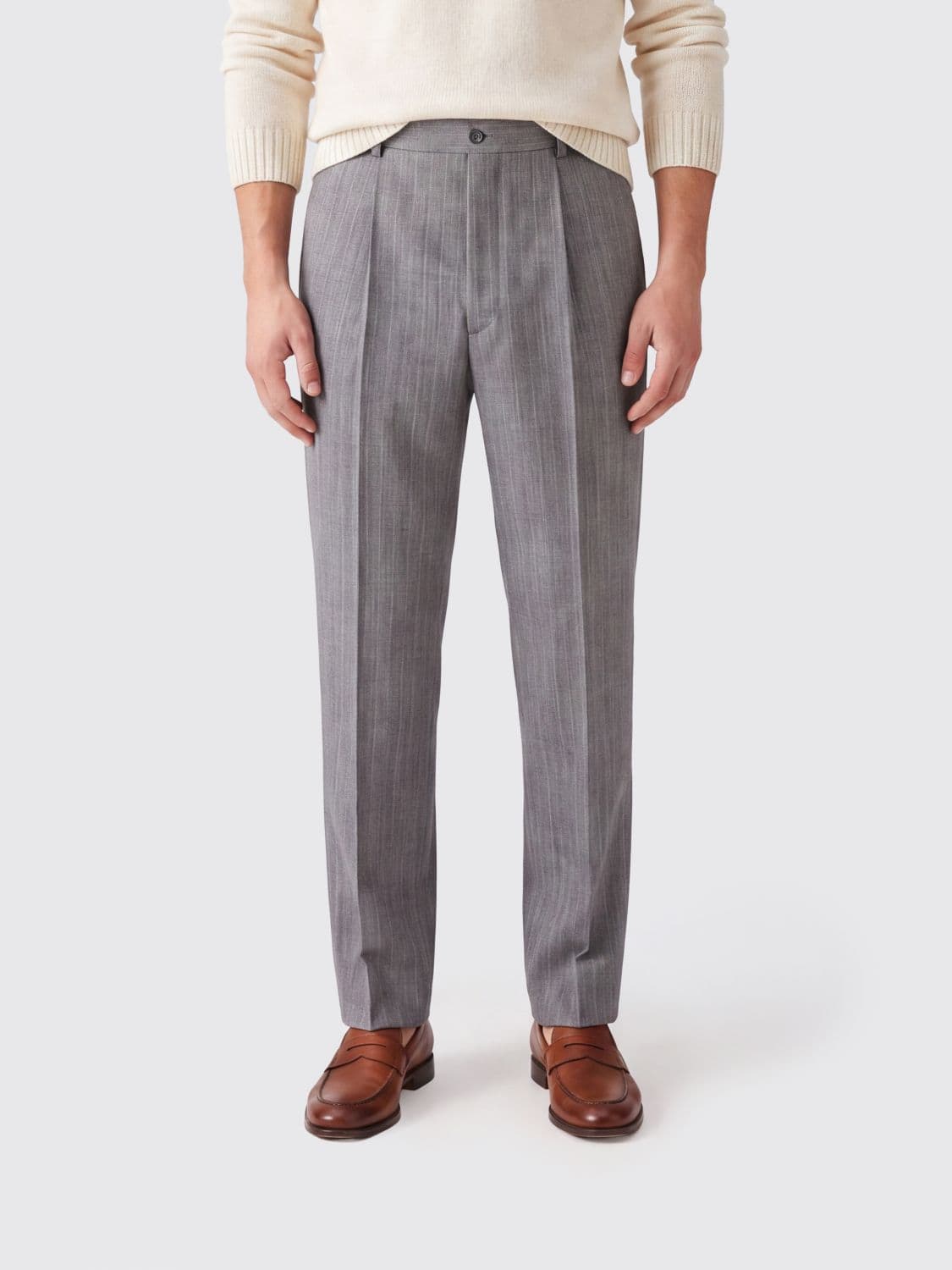 Dries Van Noten Pinstriped Wool Slim Fit Chino Trousers with Pleats and America Pockets