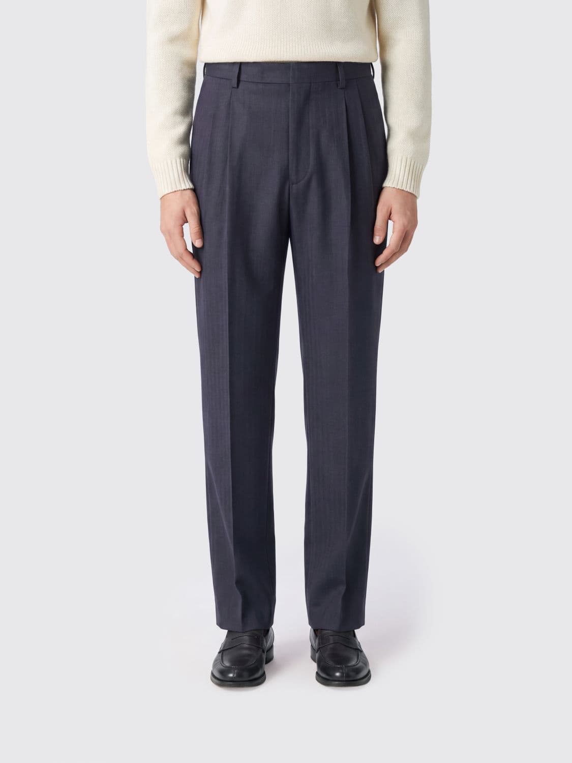 Dries Van Noten Tailored Wool Trousers with Pleats and Concealed Fastening