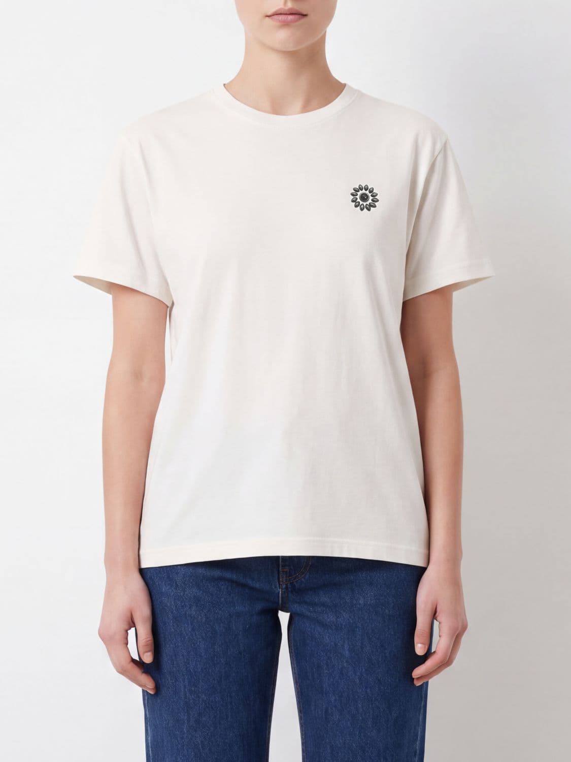 Htc Los Angeles Cotton T-shirt with Rhinestone Embroidery